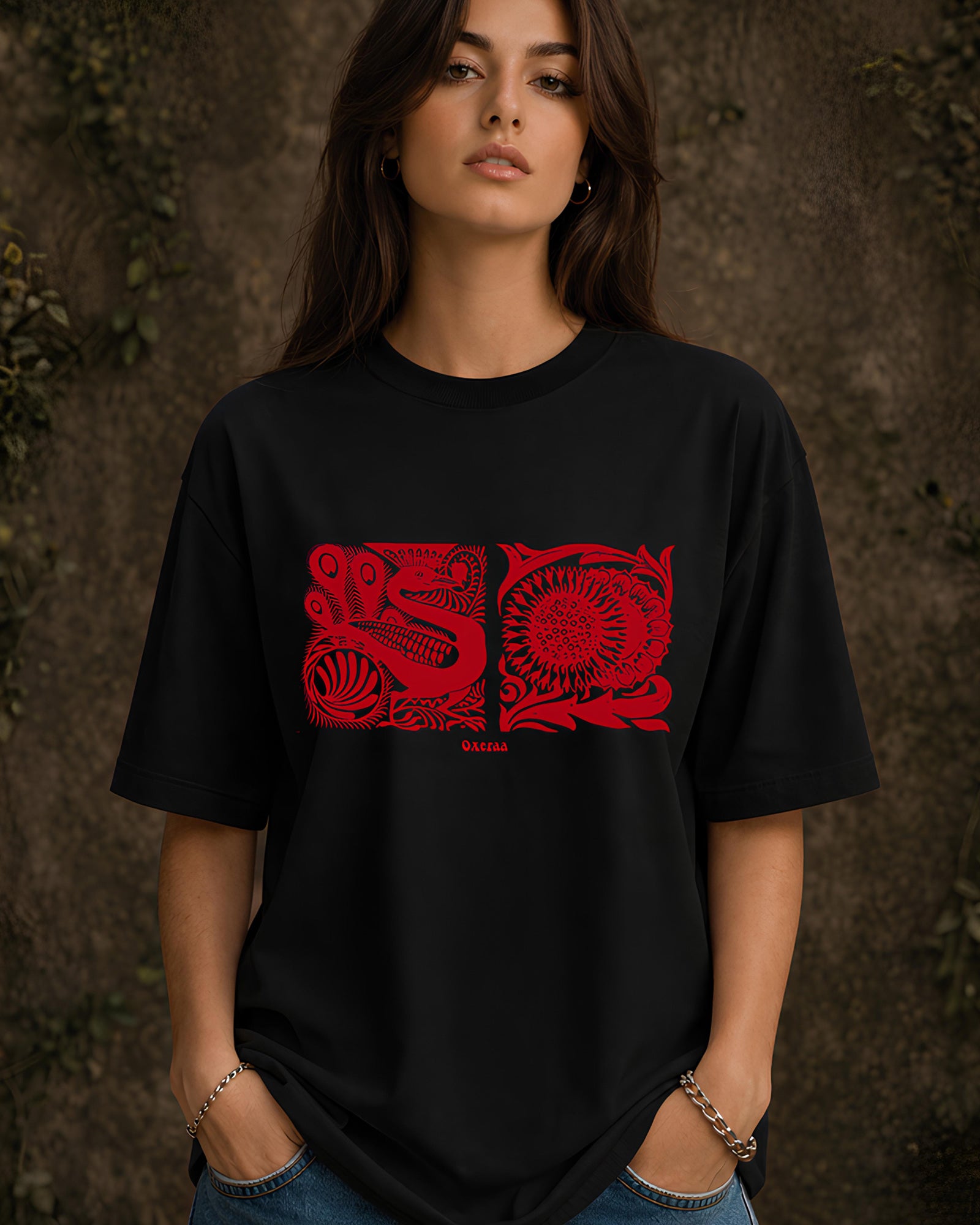 Beasts of the Forest Aesthetic Print - Oversized T-Shirt for Women