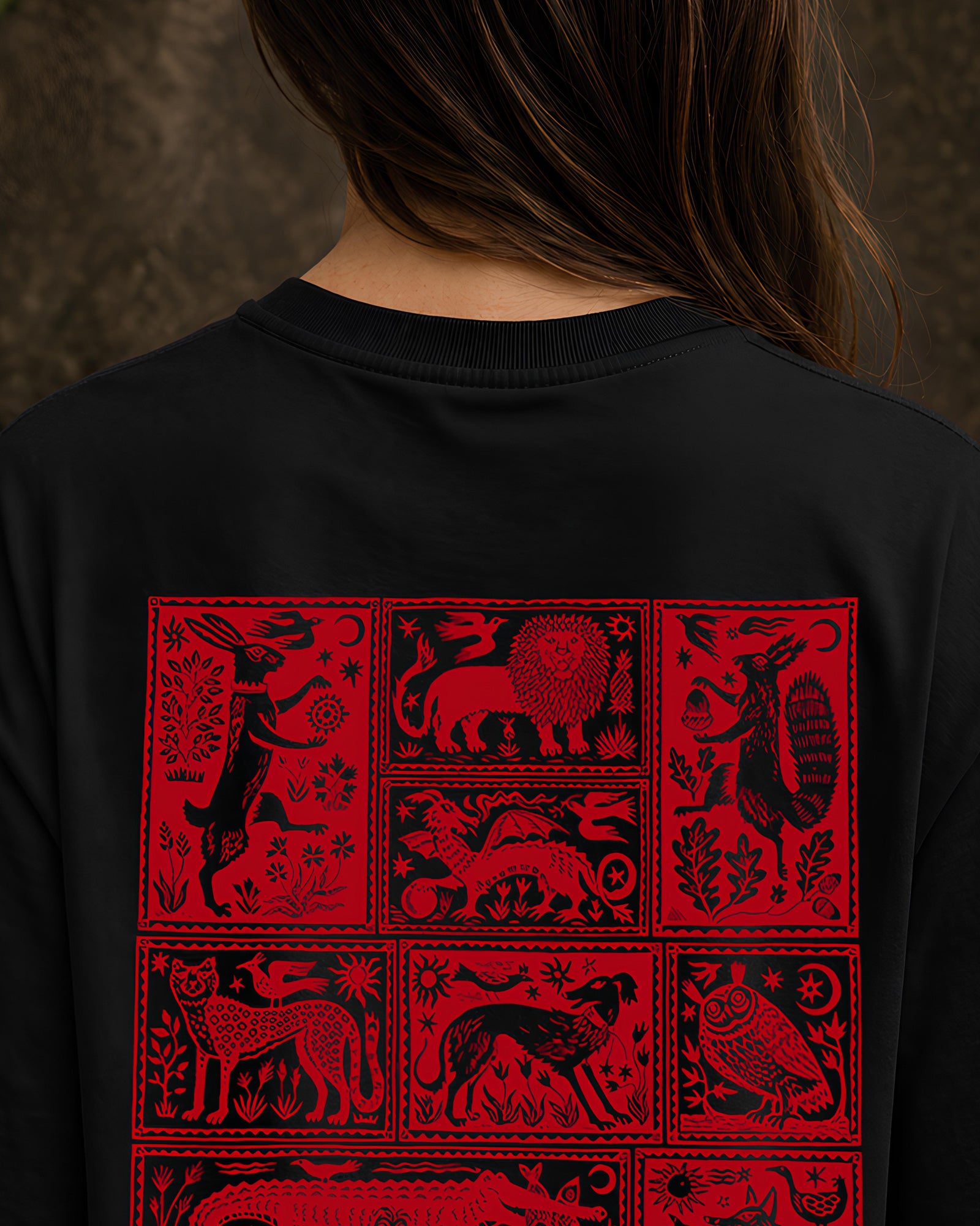 Beasts of the Forest Aesthetic Print - Oversized T-Shirt for Women