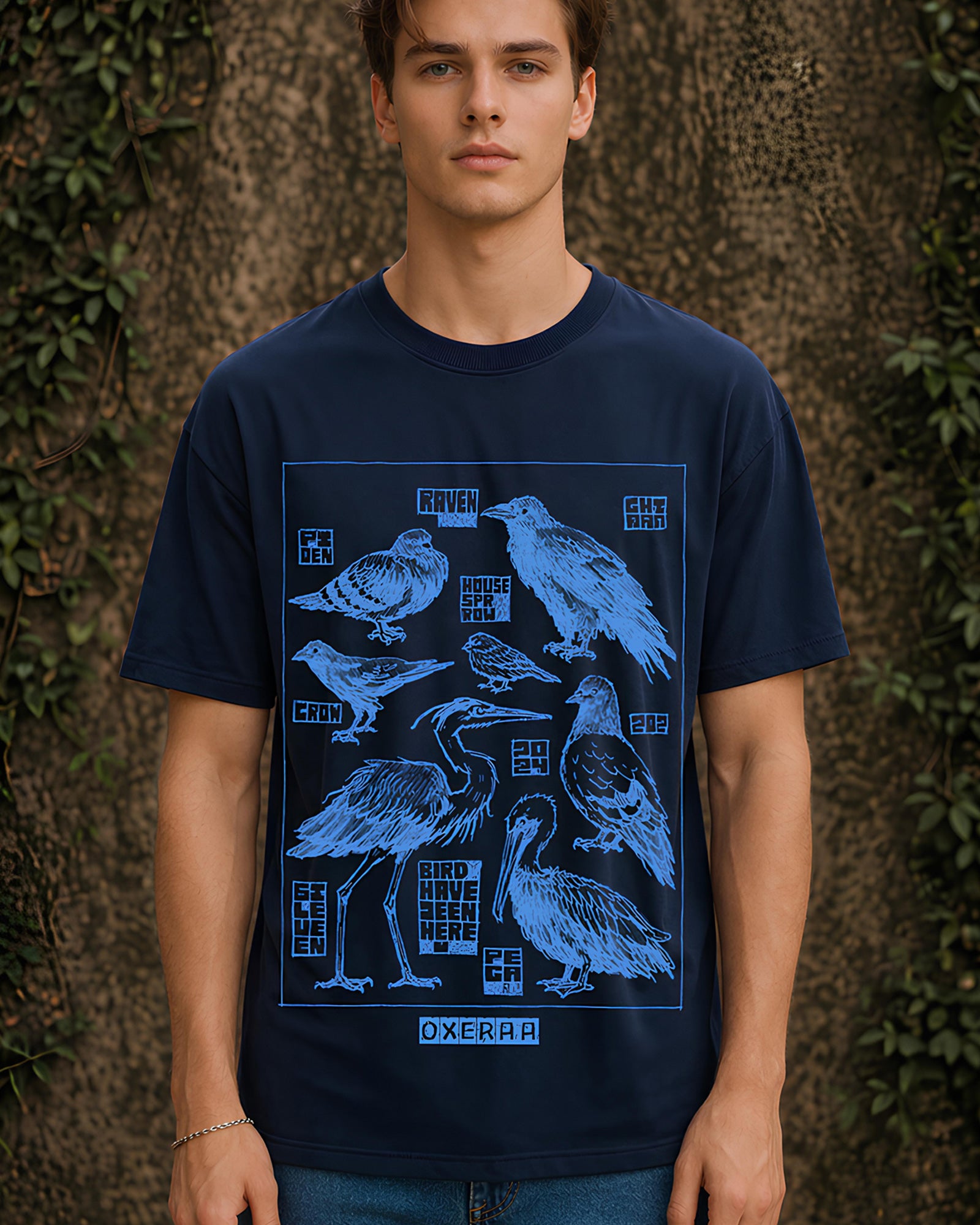 Bird Forms Aesthetic Print - Oversized T-Shirt for Men