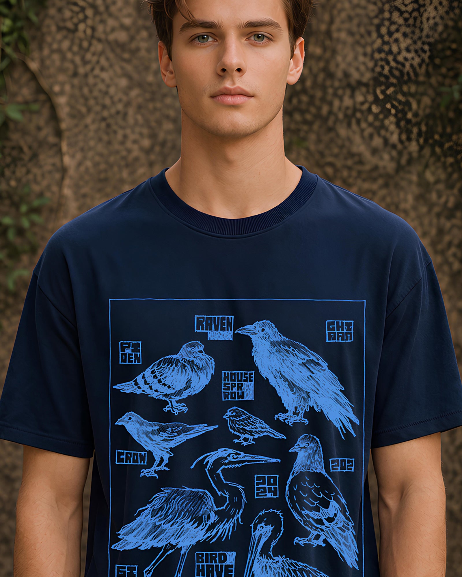 Bird Forms Aesthetic Print - Oversized T-Shirt for Men