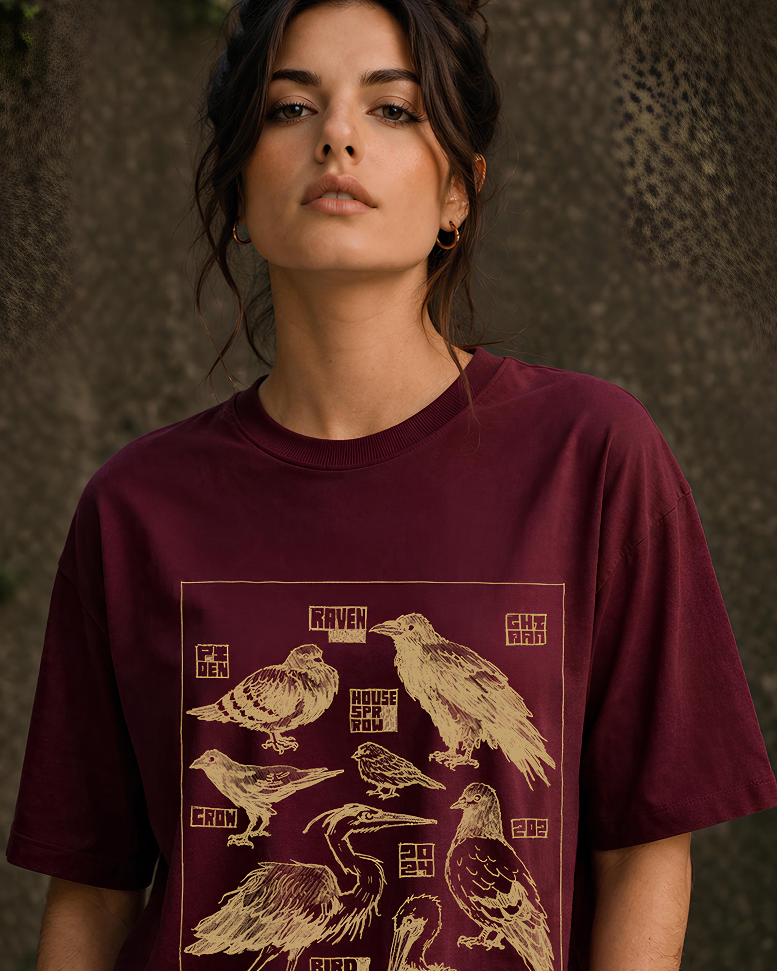 Bird Forms Aesthetic Print - Oversized T-Shirt for Women