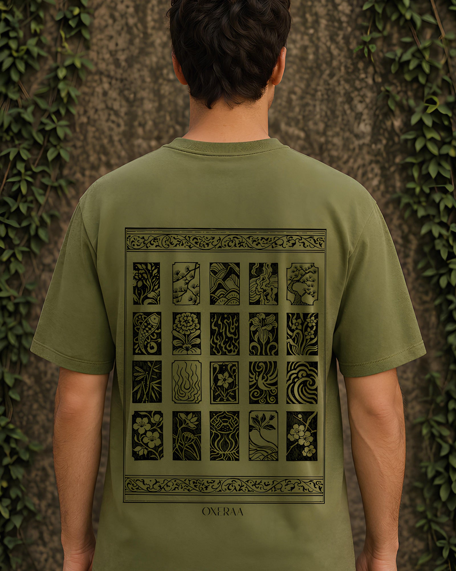 Botanical Panels Aesthetic Print - Oversized T-Shirt for Men