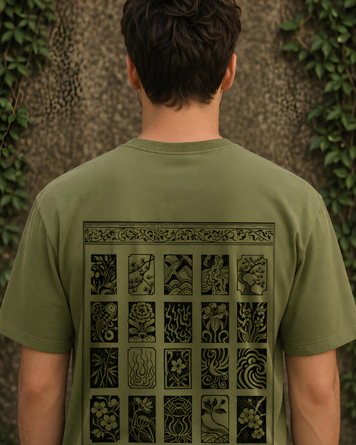 Botanical Panels Aesthetic Print - Oversized T-Shirt for Men