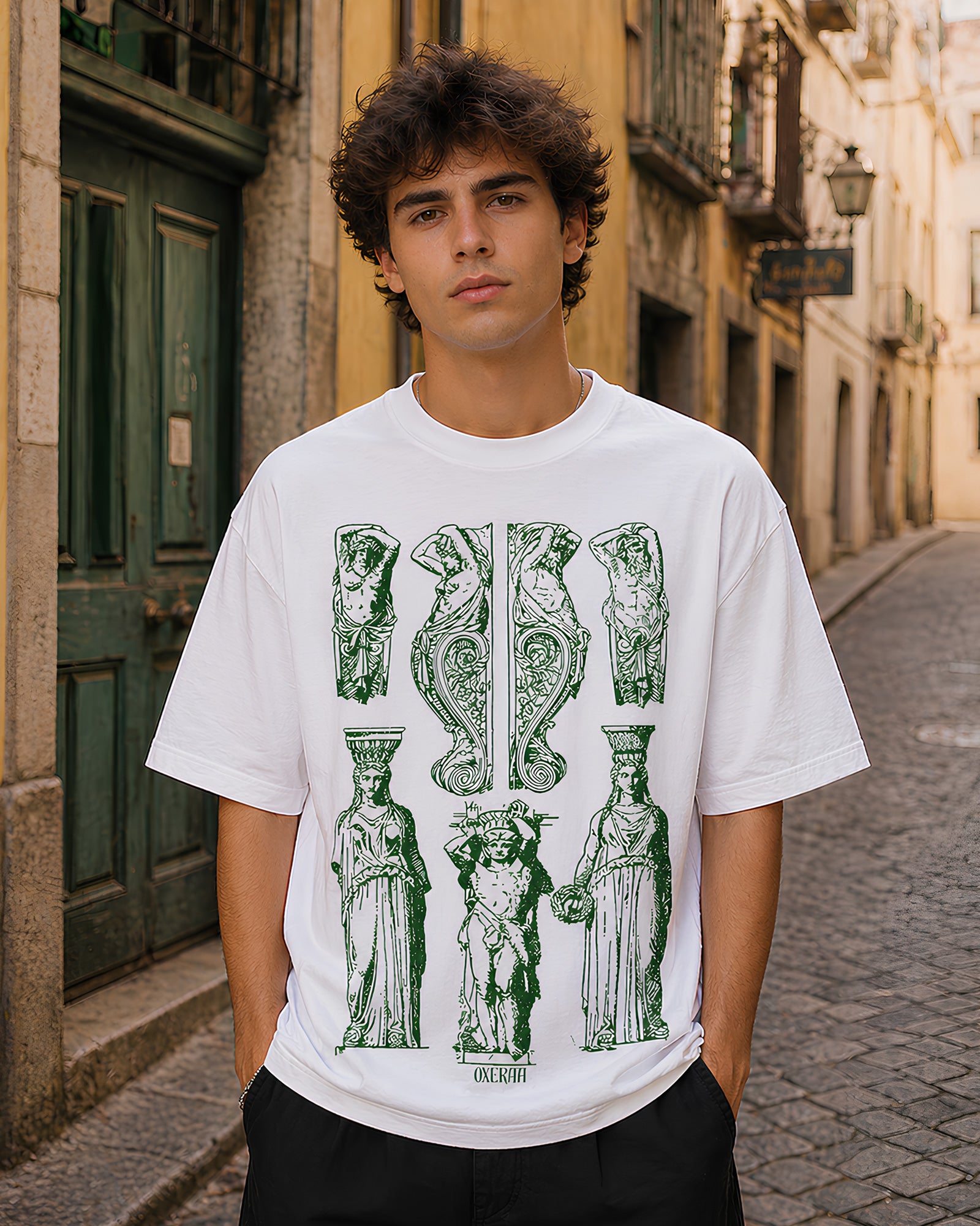 Caryatids Aesthetic Print - Oversized T-Shirt for Men