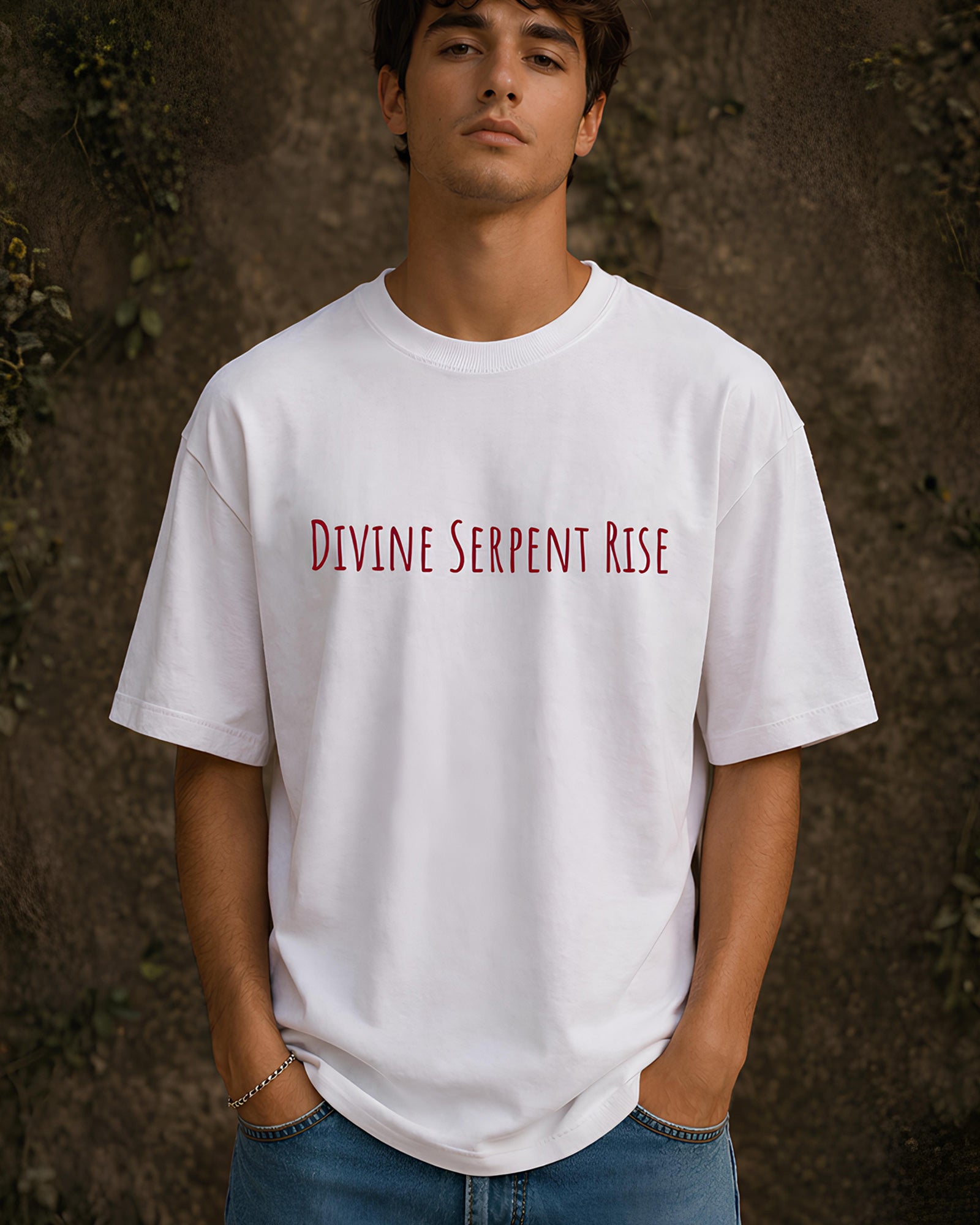 Celestial Guardian Aesthetic Print - Oversized T-Shirt for Men