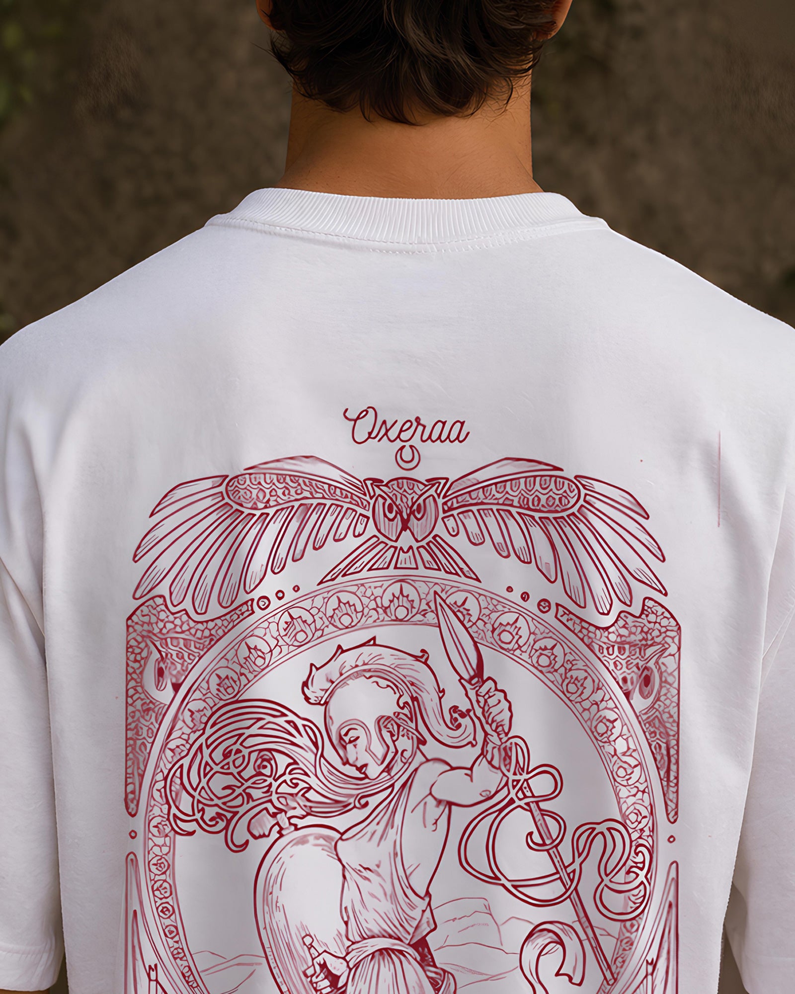 Celestial Guardian Aesthetic Print - Oversized T-Shirt for Men