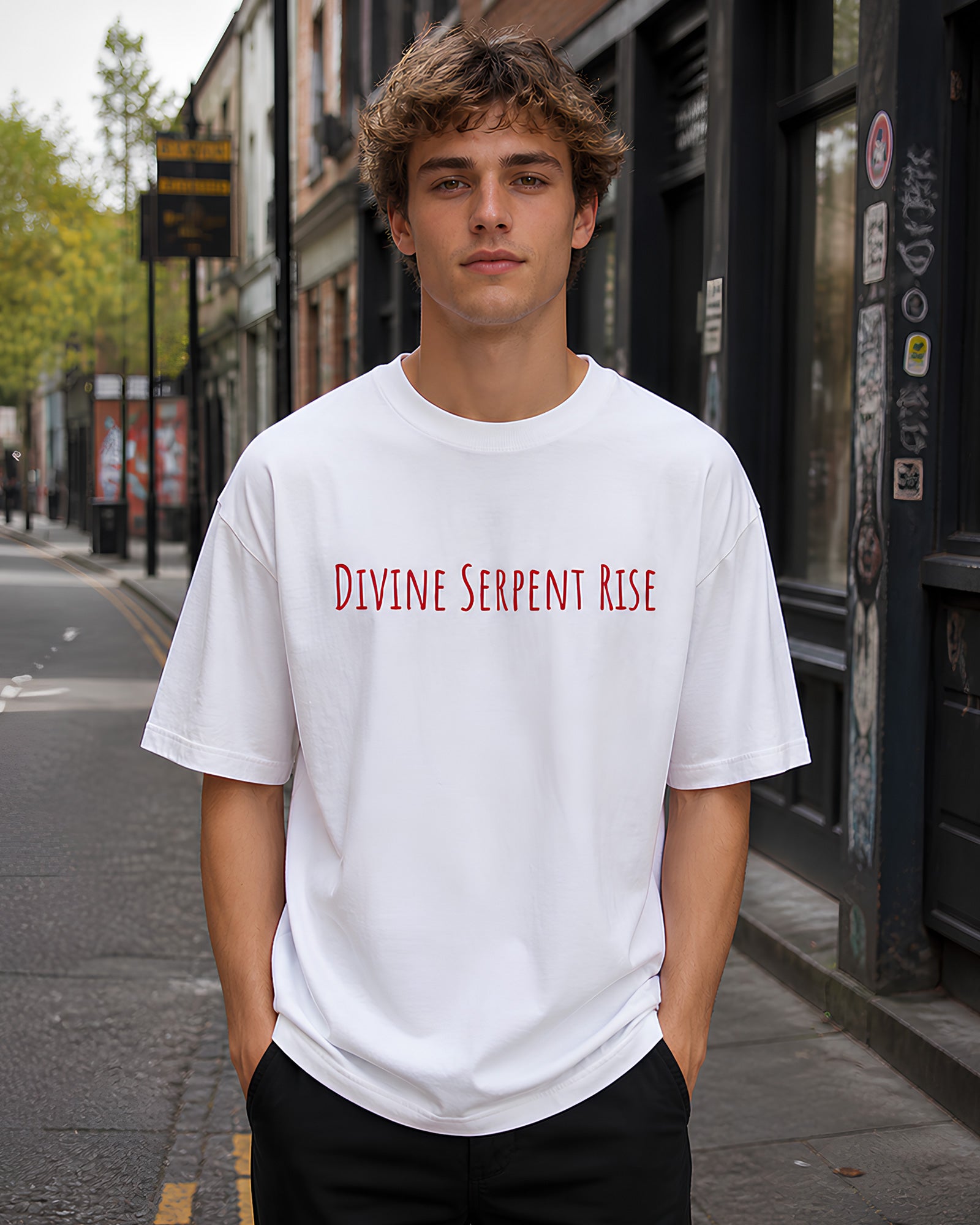 Celestial Guardian Aesthetic Print - Oversized T-Shirt for Men