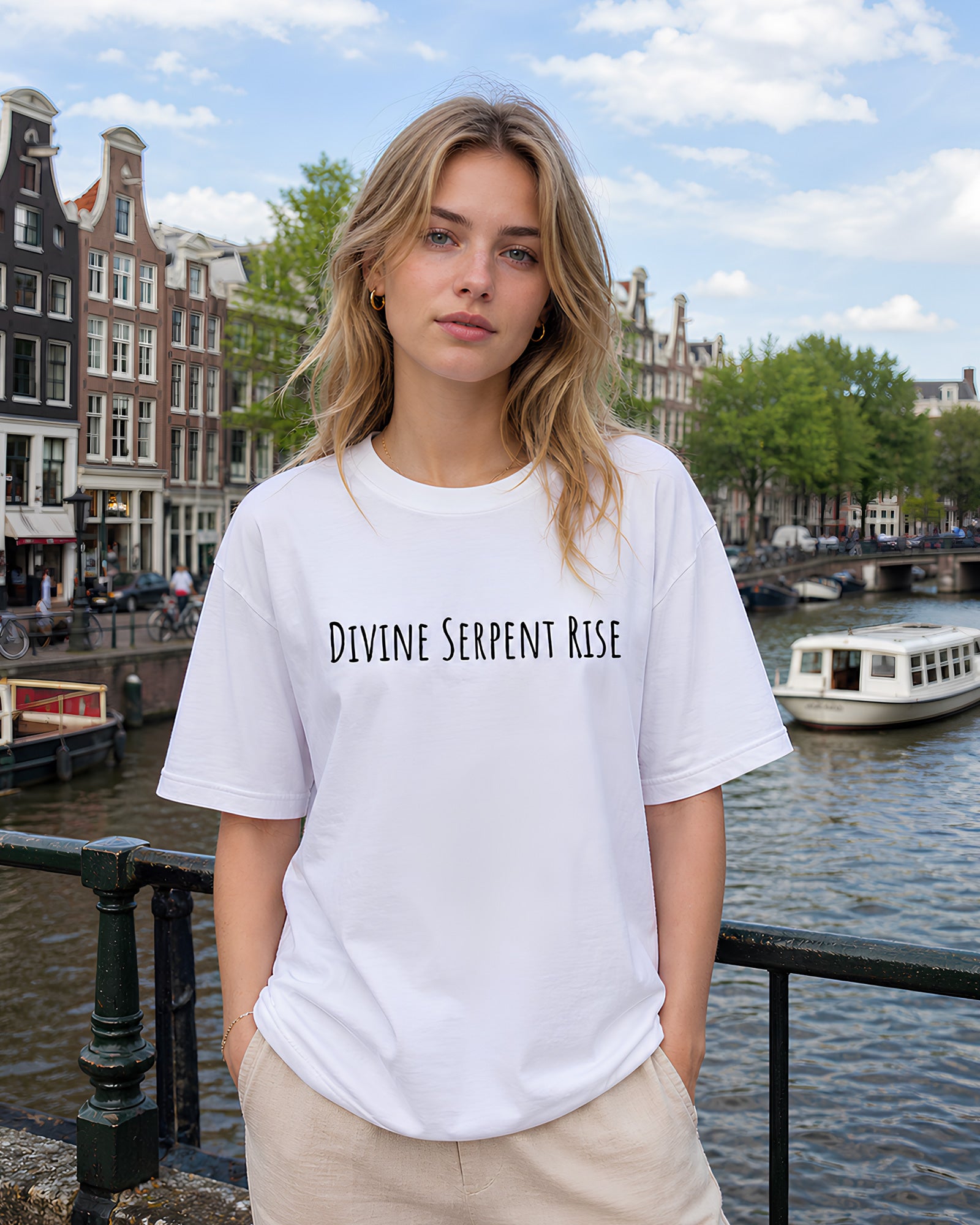 Celestial Guardian Aesthetic Print - Oversized T-Shirt for Women