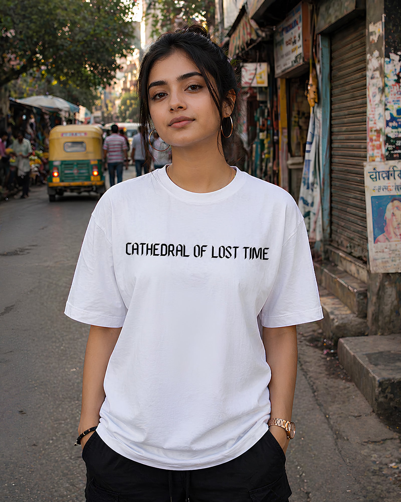 Chronoscape Aesthetic Print - Oversized T-Shirt for Women