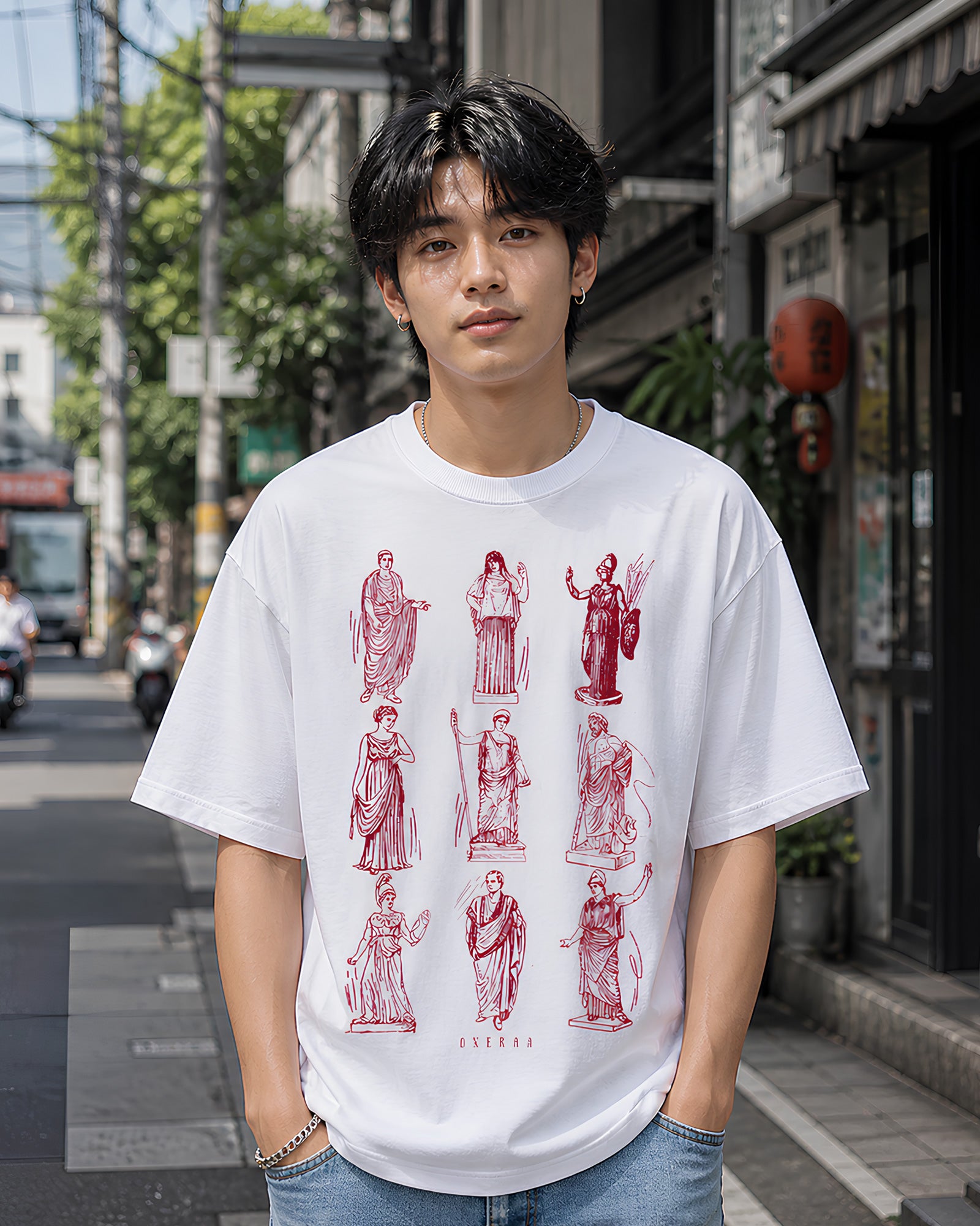 Classical Statues Aesthetic Print - Oversized T-Shirt for Men