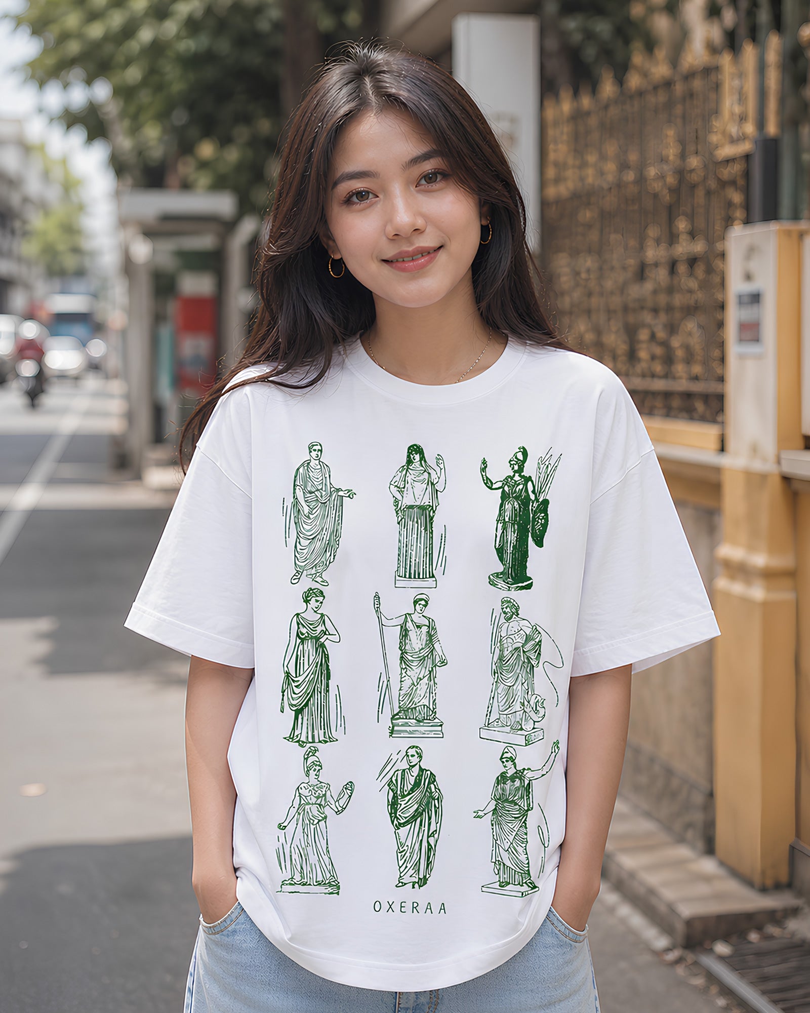 Classical Statues Aesthetic Print - Oversized T-Shirt for Women