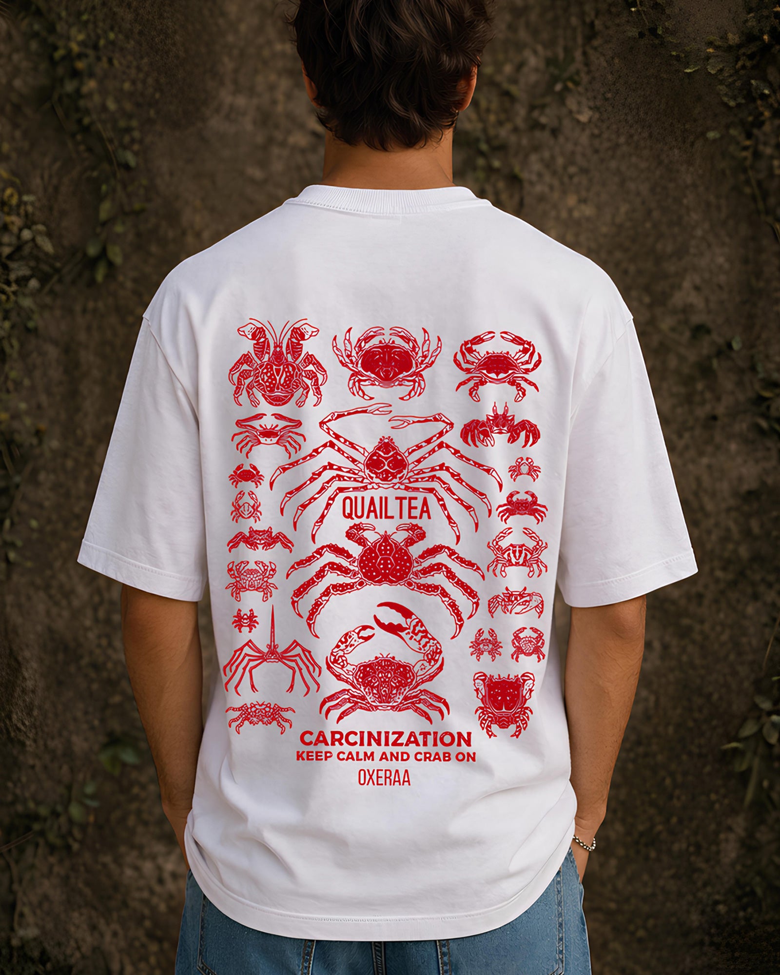 Crab Evolution Aesthetic Print - Oversized T-Shirt for Men