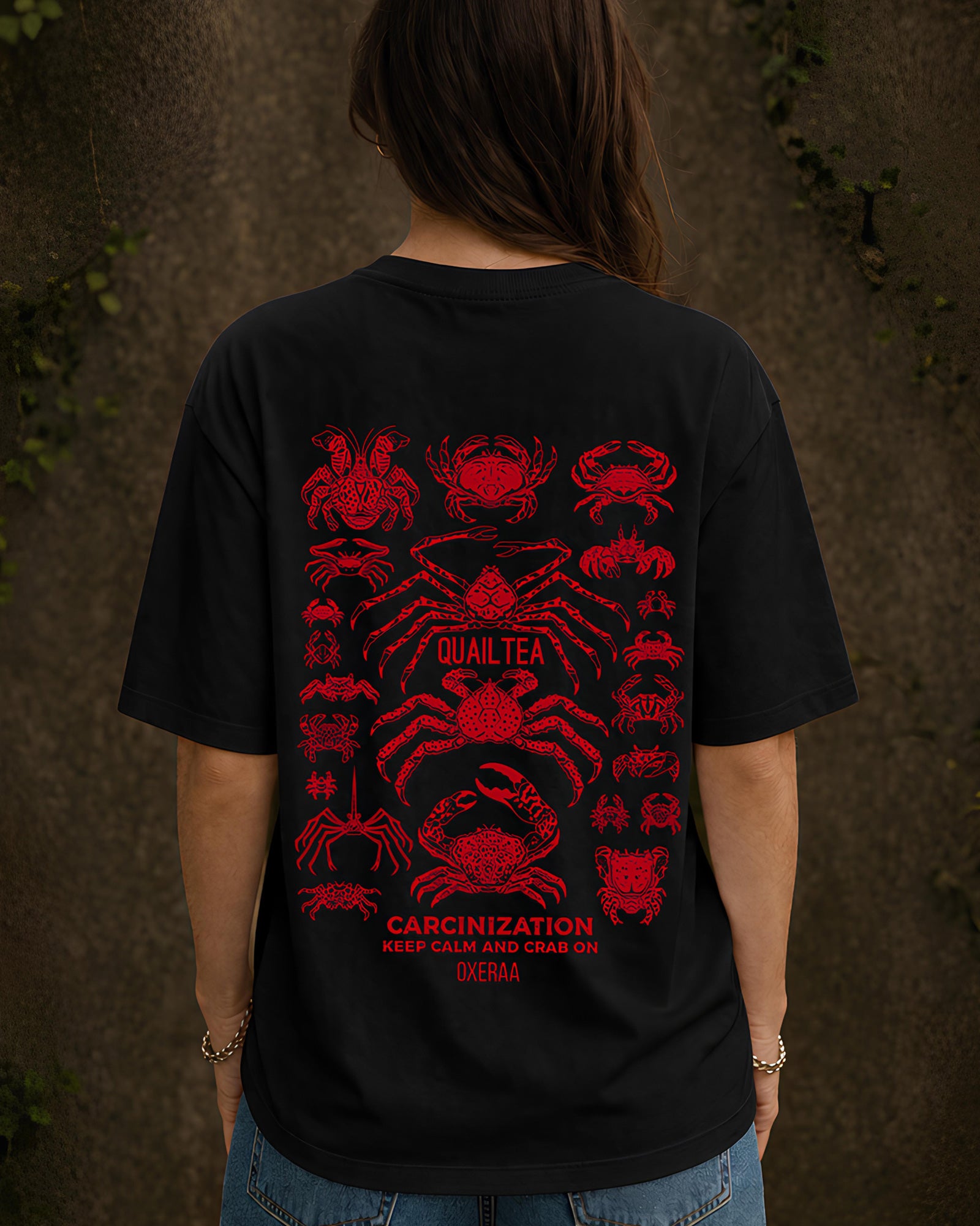 Crab Evolution Aesthetic Print - Oversized T-Shirt for Women