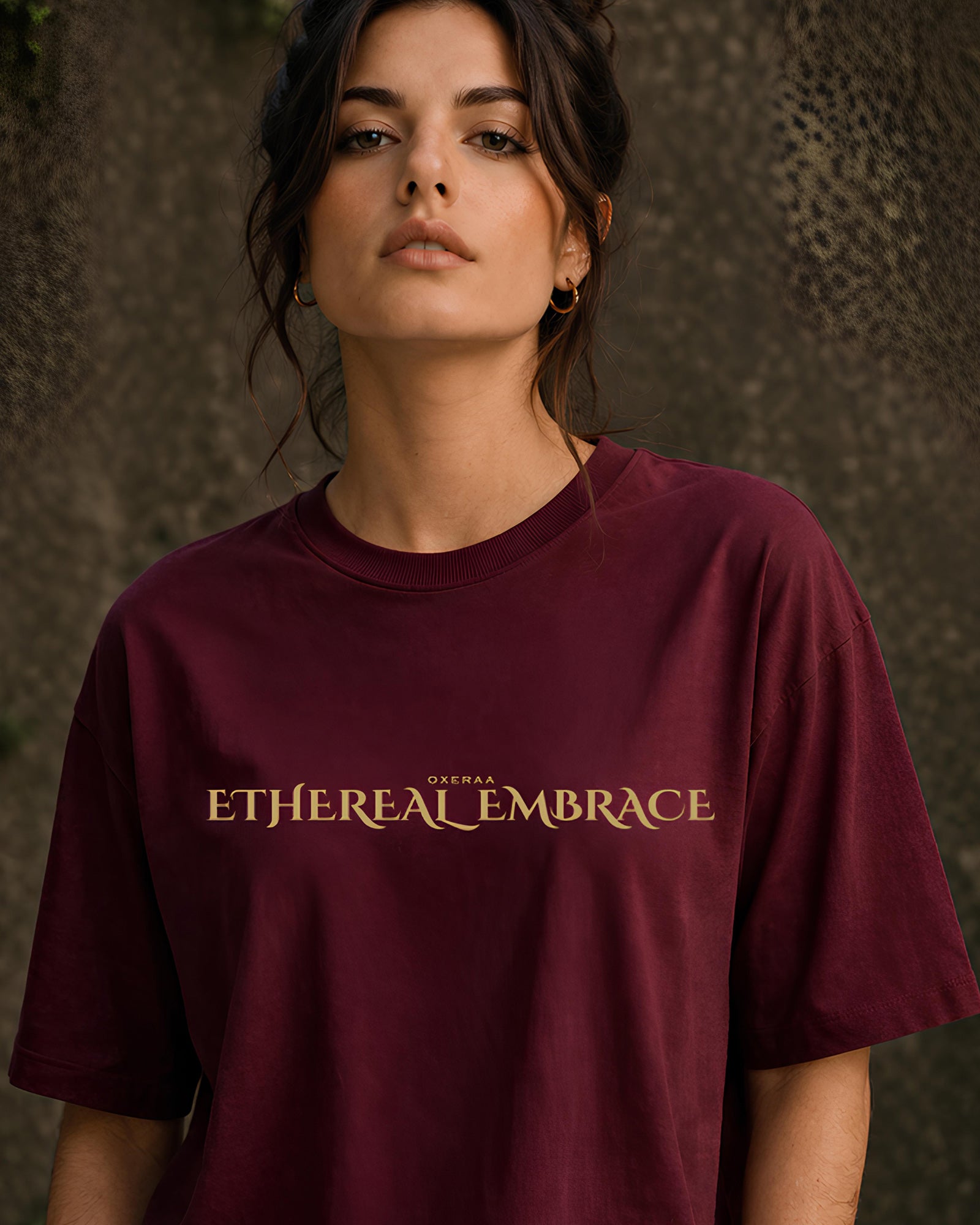 Ethereal Embrace Aesthetic Print - Oversized T-Shirt for Women