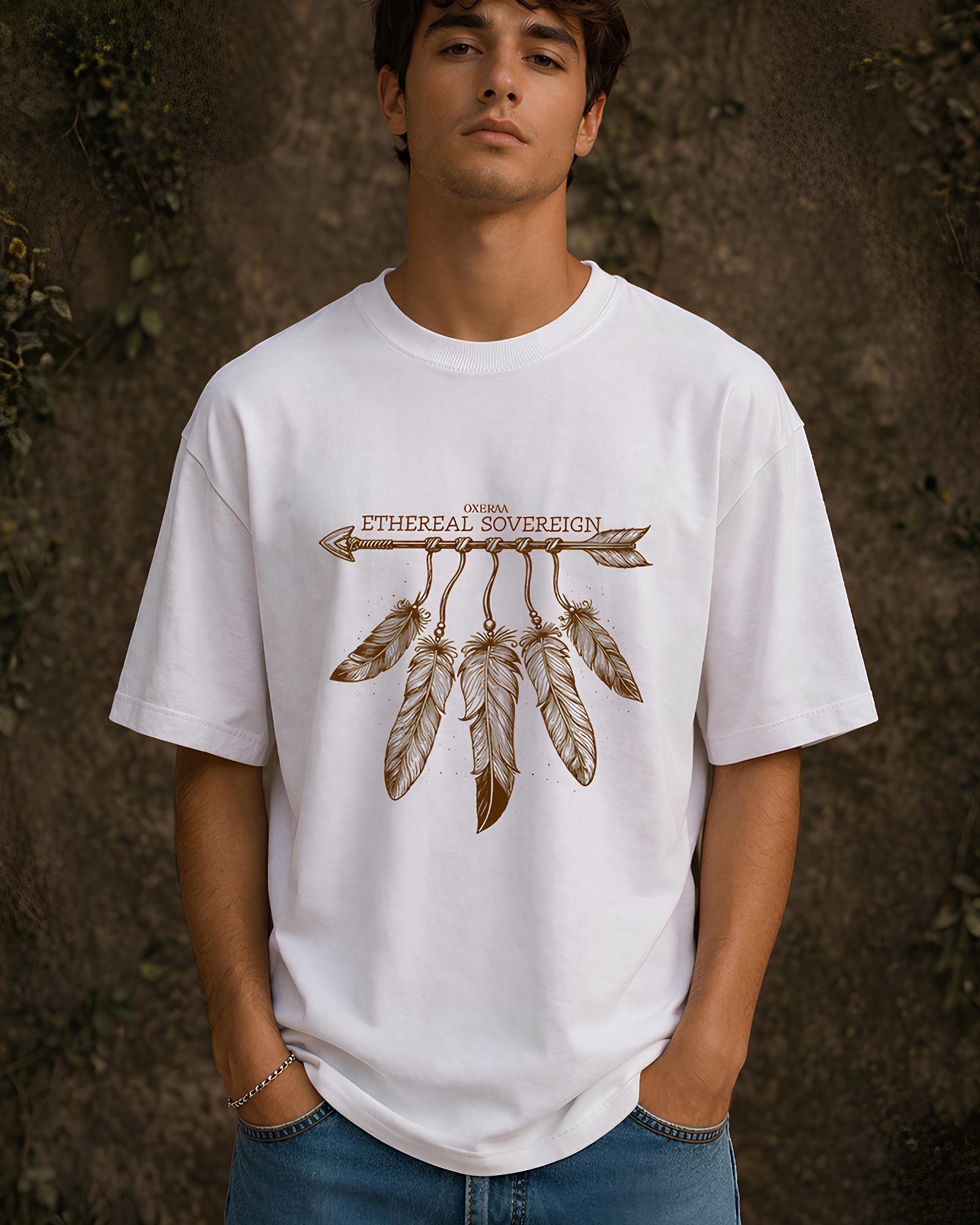 Ethereal Sovereign Aesthetic Print - Oversized T-Shirt for Men
