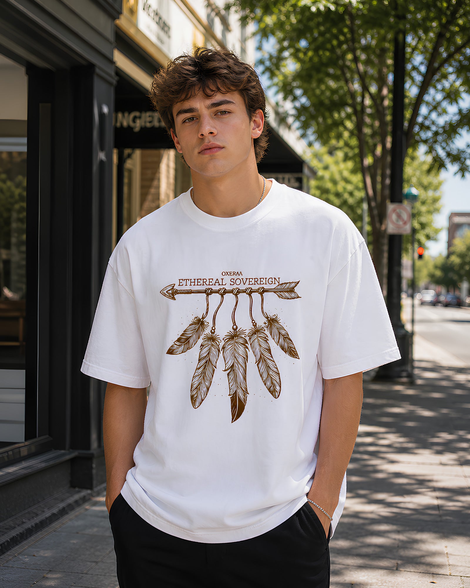Ethereal Sovereign Aesthetic Print - Oversized T-Shirt for Men
