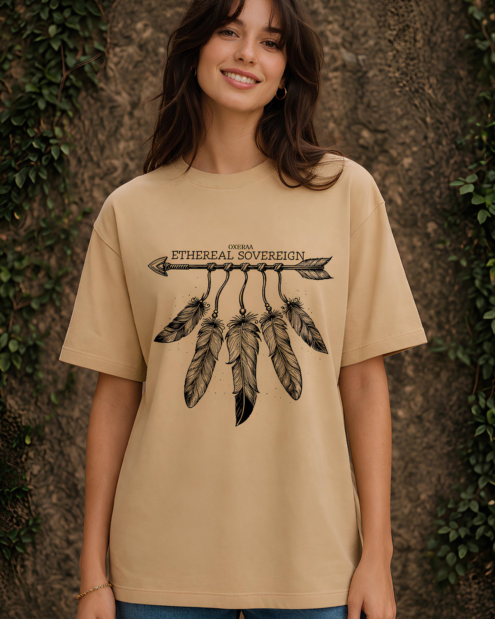 Ethereal Sovereign Aesthetic Print - Oversized T-Shirt for Women