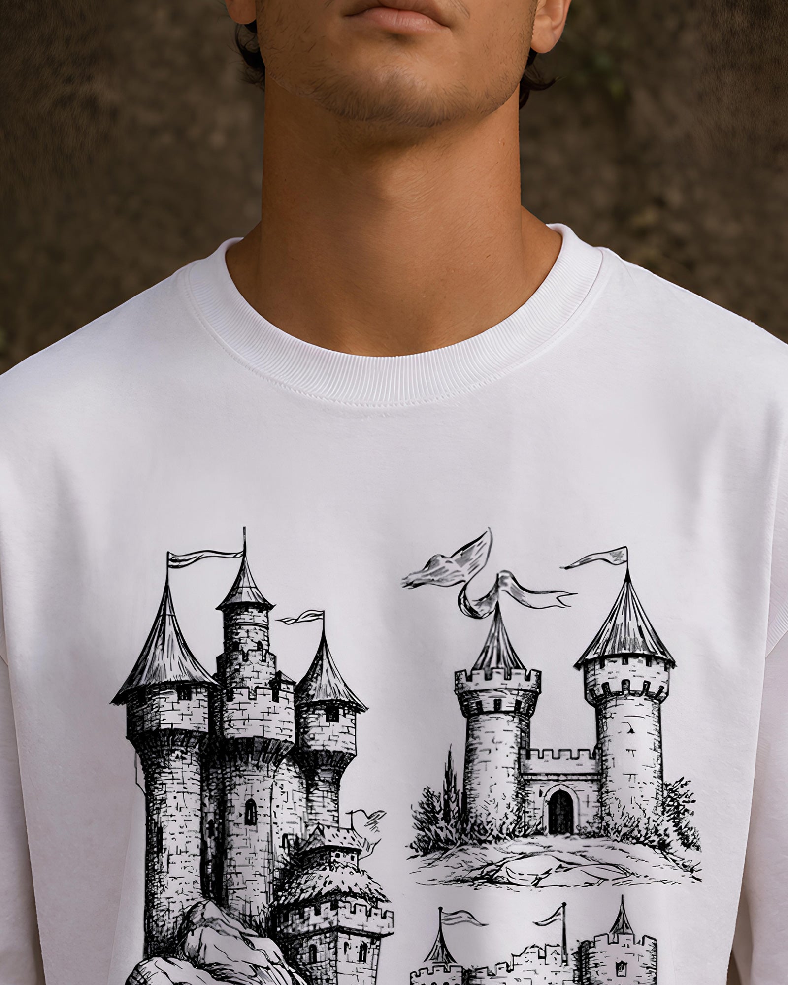 European Architecture Aesthetic Print - Oversized T-Shirt for Men