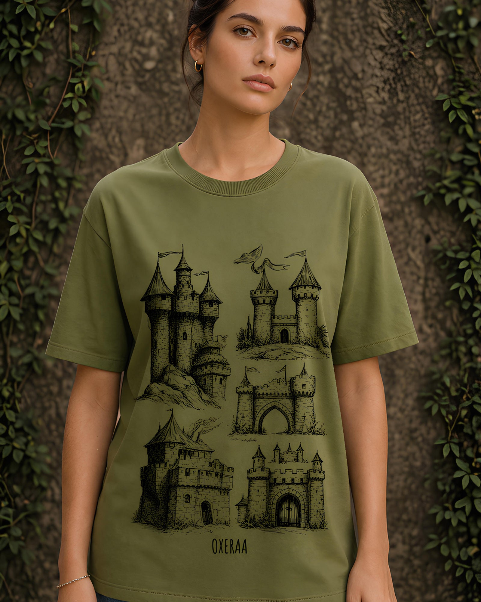 European Architecture Aesthetic Print - Oversized T-Shirt for Women