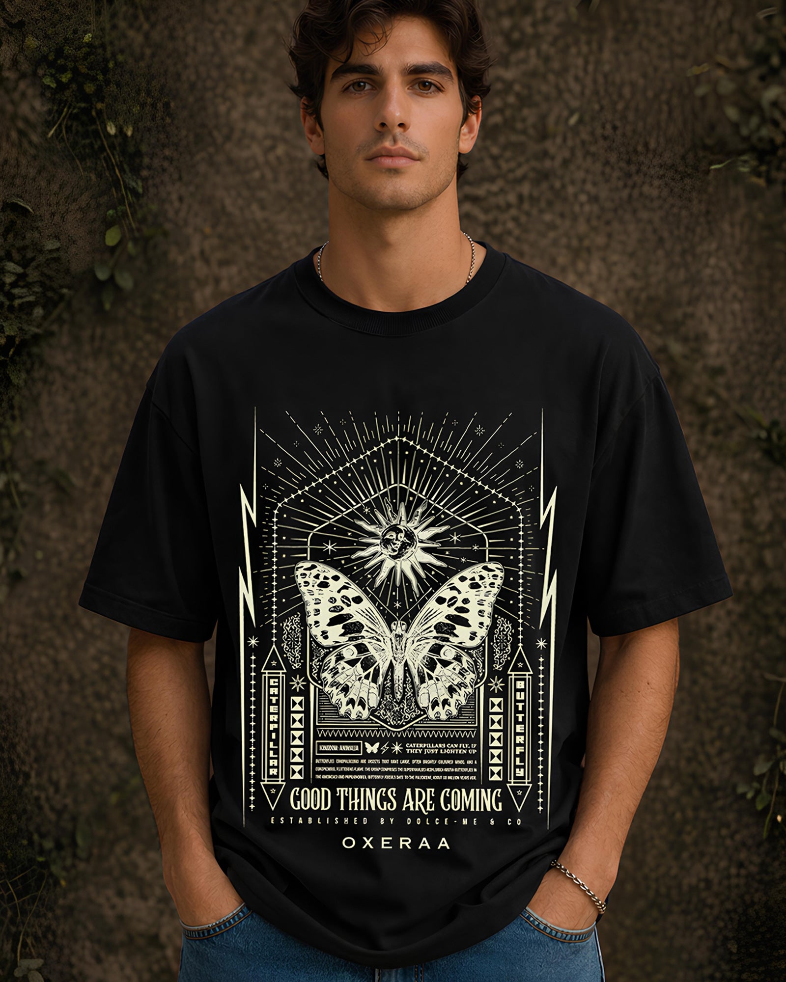 Evolve & Rise Aesthetic Print - Oversized T-Shirt for Men