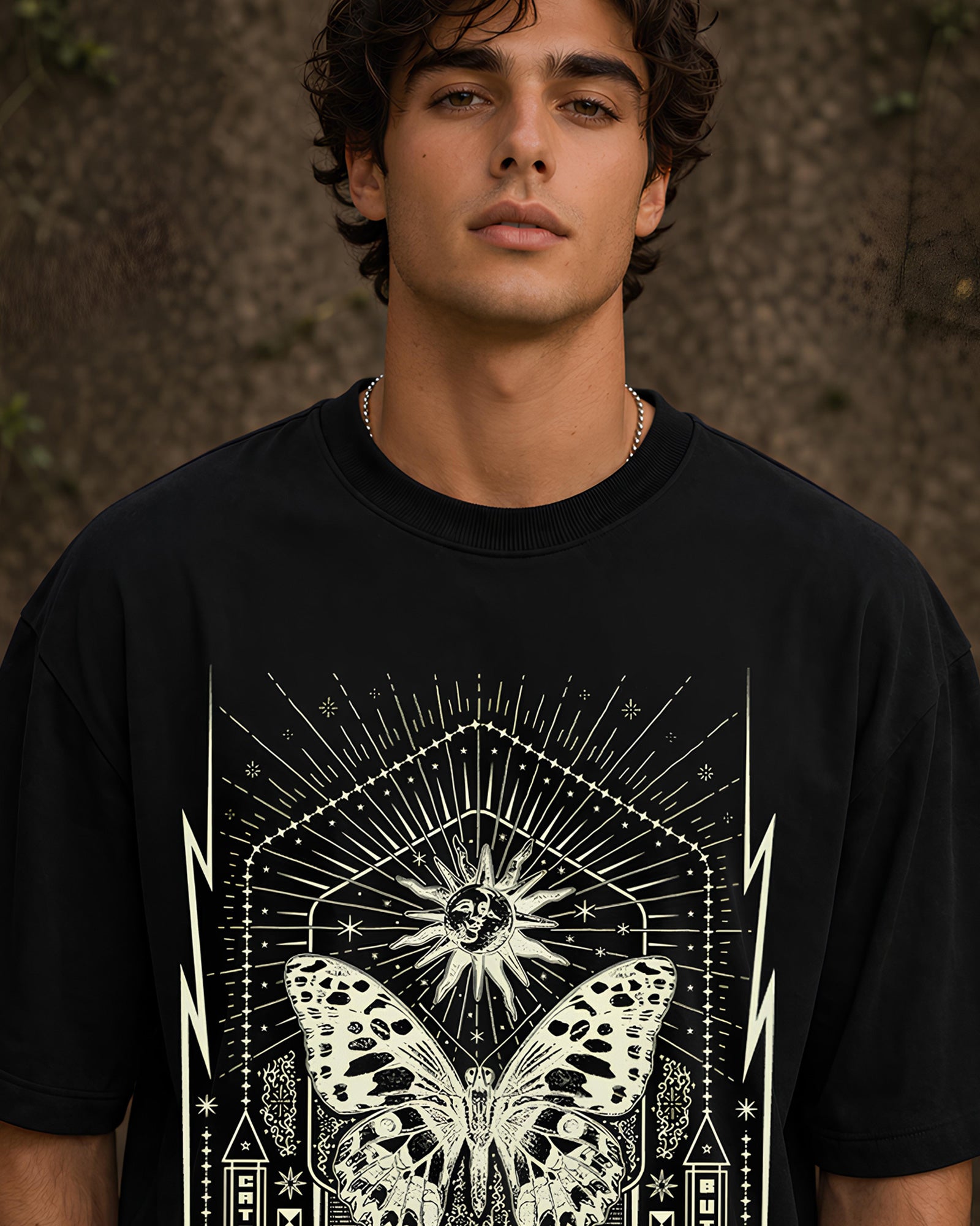 Evolve & Rise Aesthetic Print - Oversized T-Shirt for Men