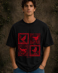 Feathered Frames Aesthetic Print - Oversized T-Shirt for Men