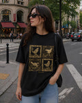 Feathered Frames Aesthetic Print - Oversized T-Shirt for Women