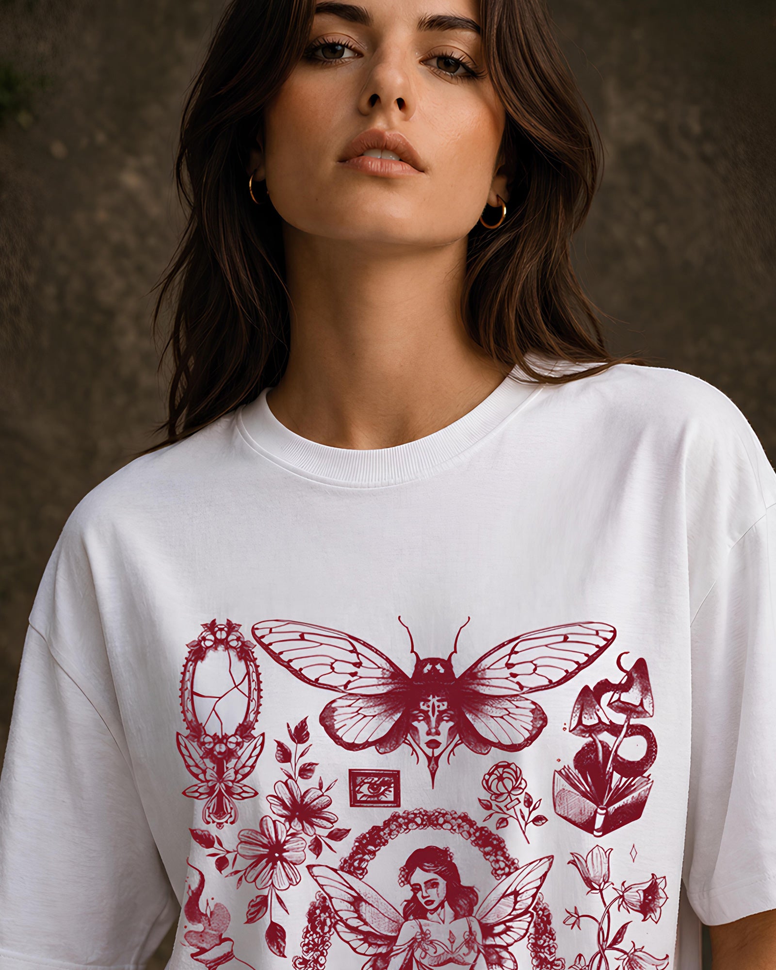 Flora & Fae Aesthetic Print - Oversized T-Shirt for Women