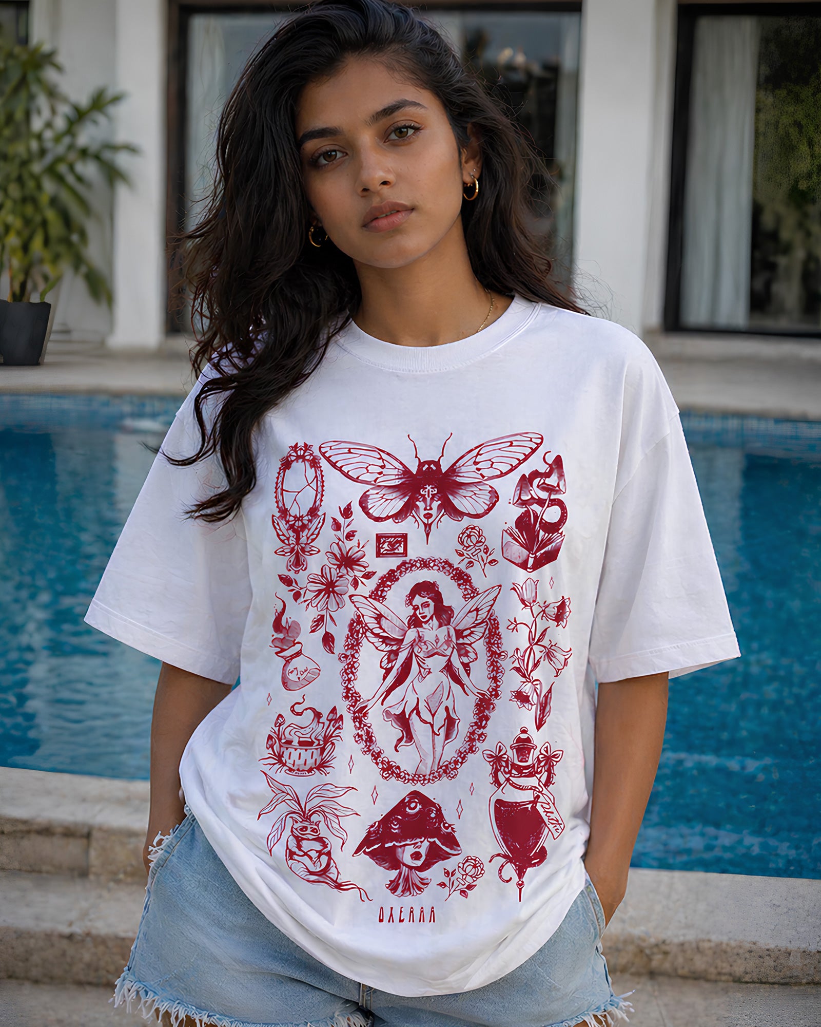 Flora & Fae Aesthetic Print - Oversized T-Shirt for Women