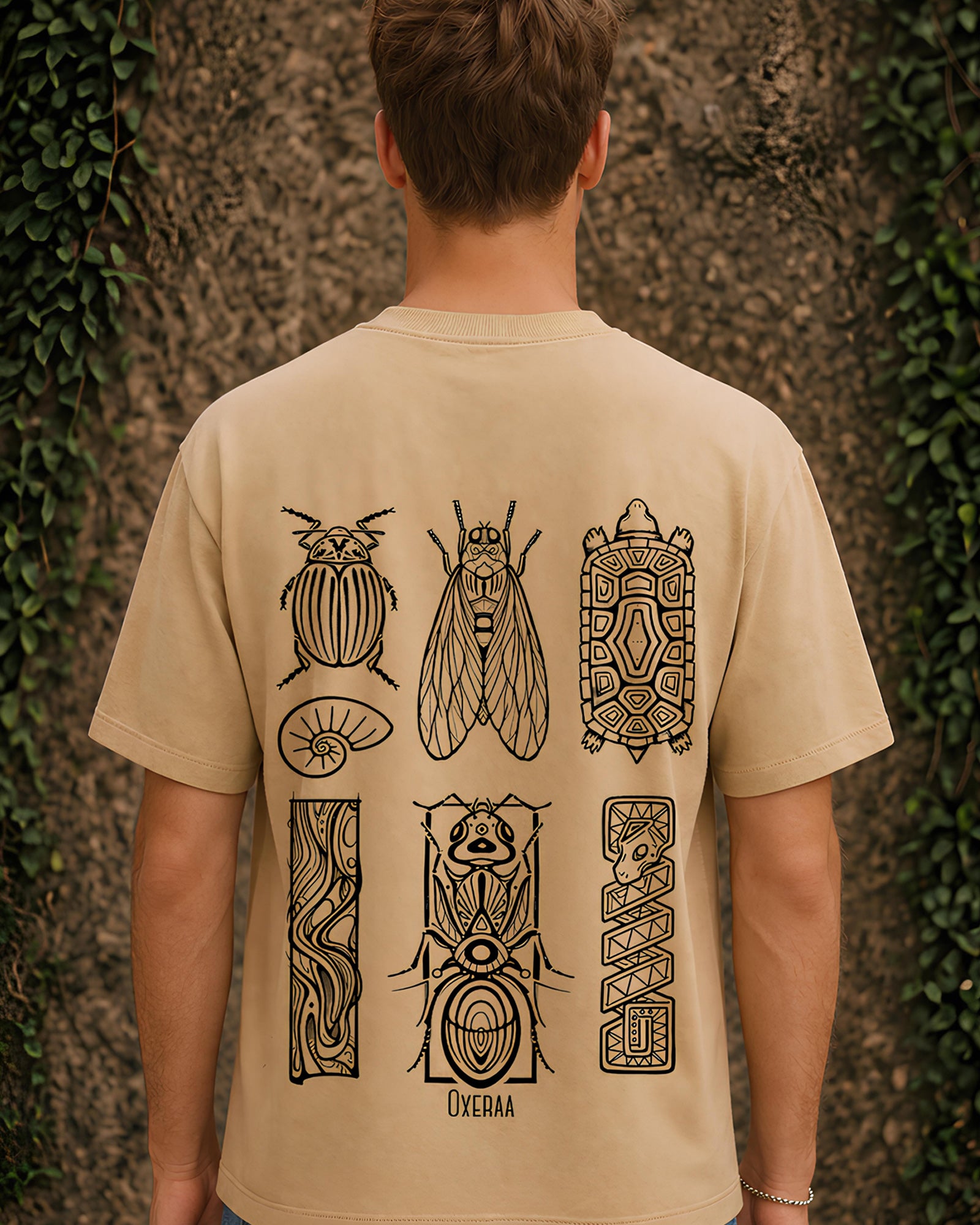 Geo Creatures Aesthetic Print - Oversized T-Shirt for Men