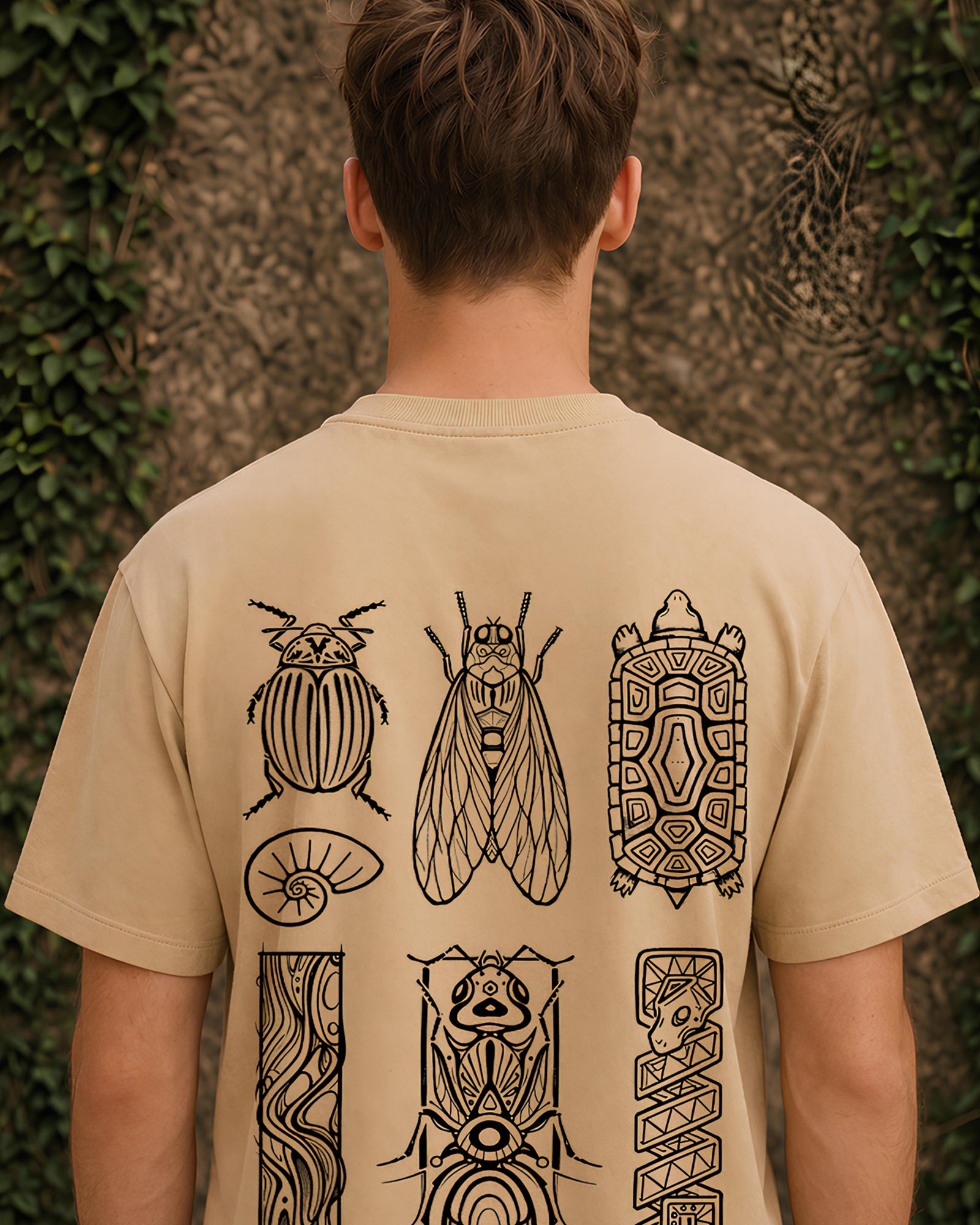 Geo Creatures Aesthetic Print - Oversized T-Shirt for Men