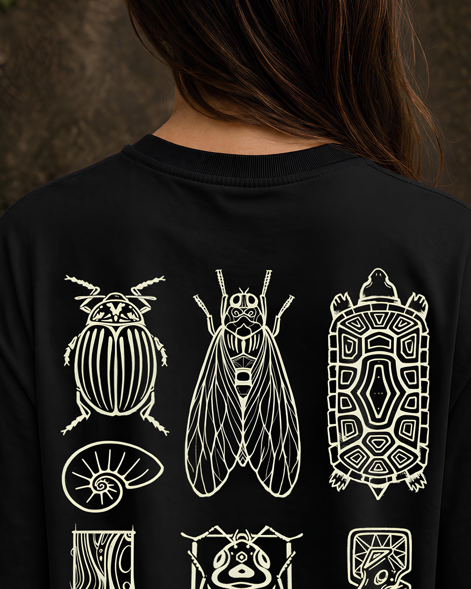 Geo Creatures Aesthetic Print - Oversized T-Shirt for Women