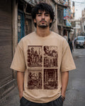 Giza Plateau Aesthetic Print - Oversized T-Shirt for Men