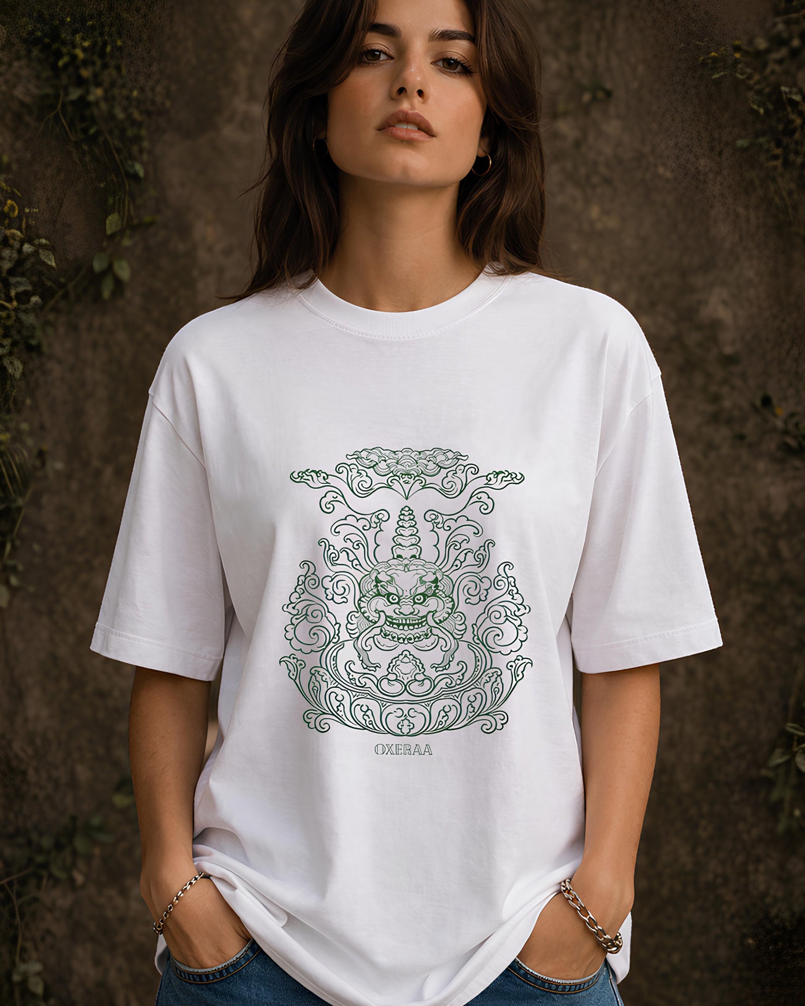Imperial Aesthetic Print - Oversized T-Shirt for Women
