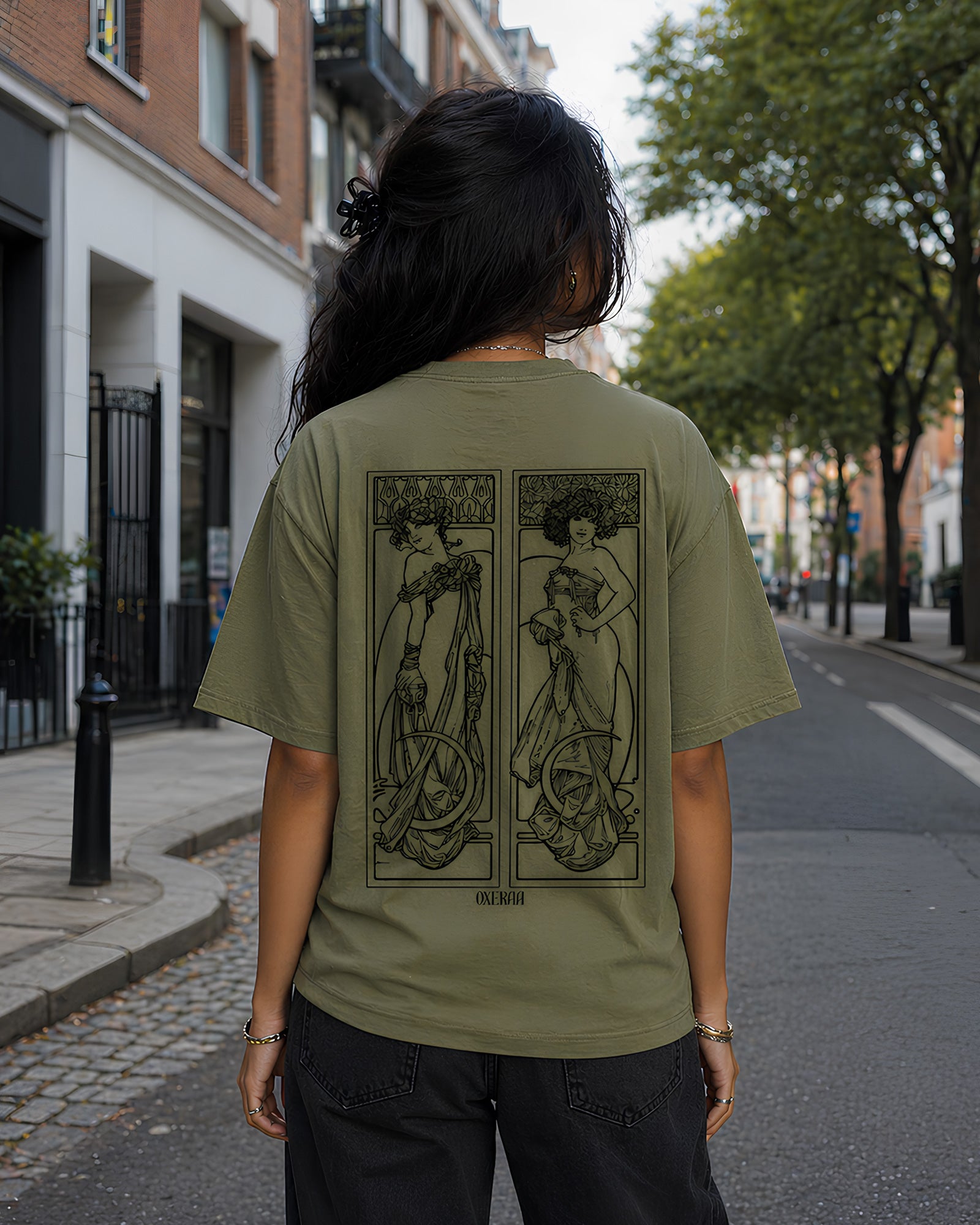 Lunar Reverie Aesthetic Print - Oversized T-Shirt for Women