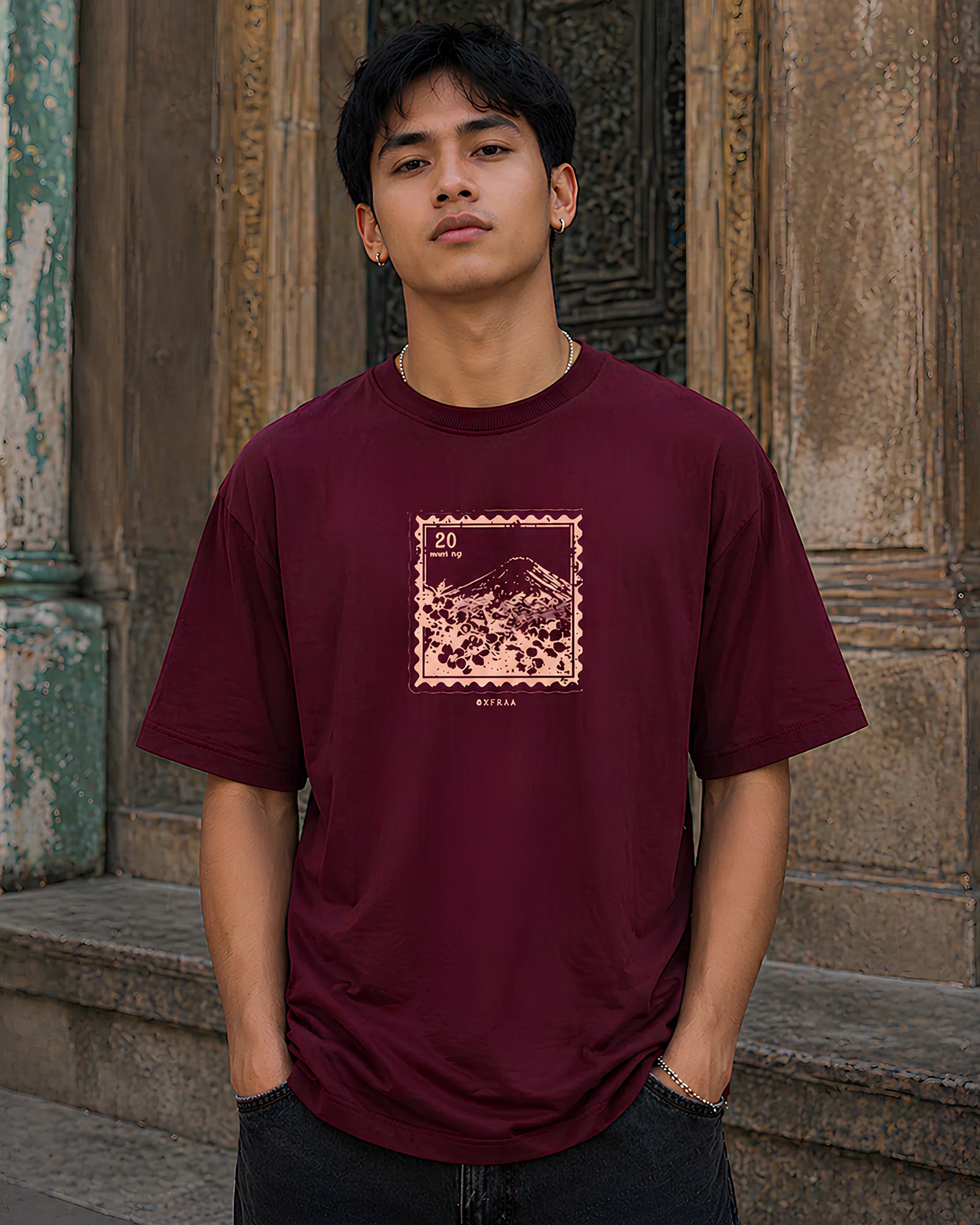 Memoirs Stamp Aesthetic Print - Oversized T-Shirt for Men