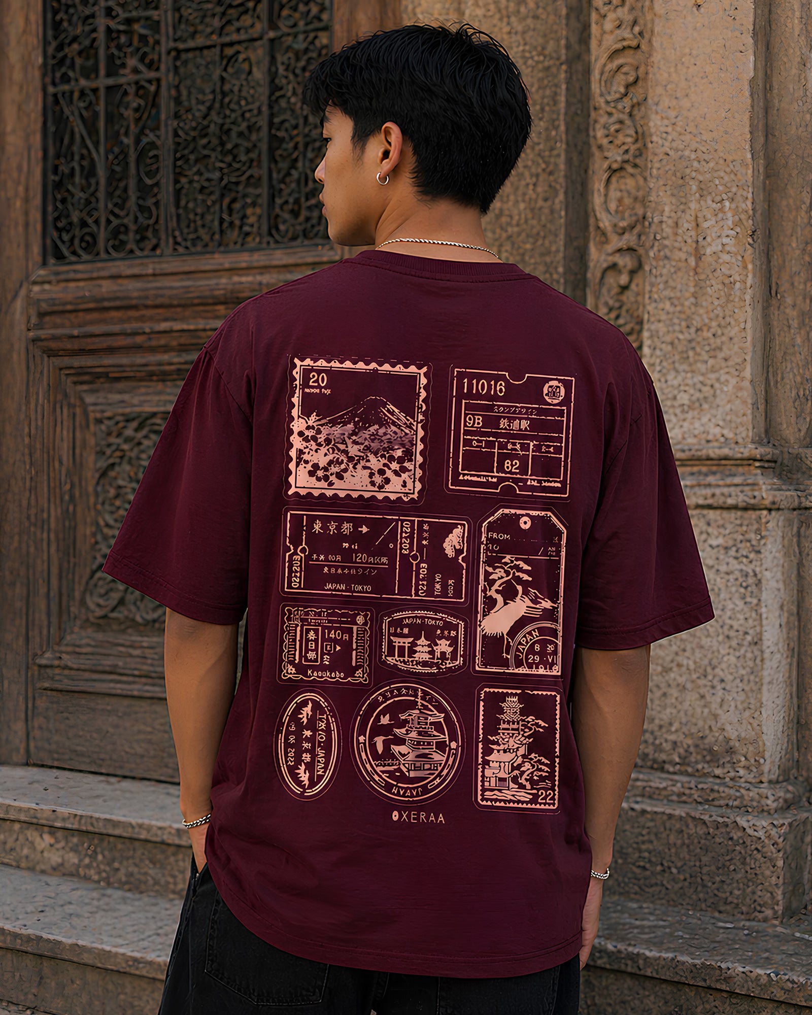 Memoirs Stamp Aesthetic Print - Oversized T-Shirt for Men