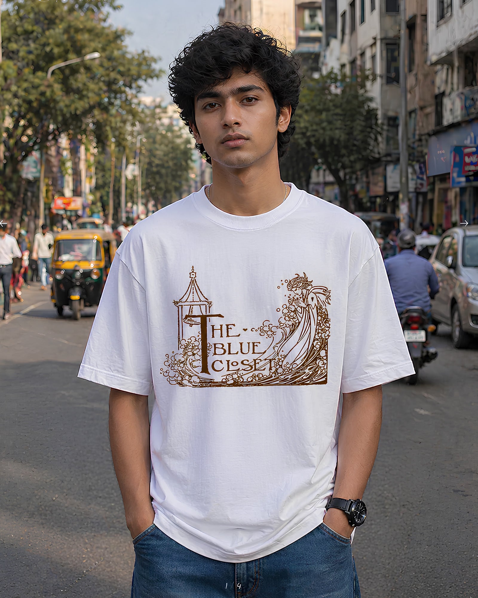Olden Ink Aesthetic Print - Oversized T-Shirt for Men