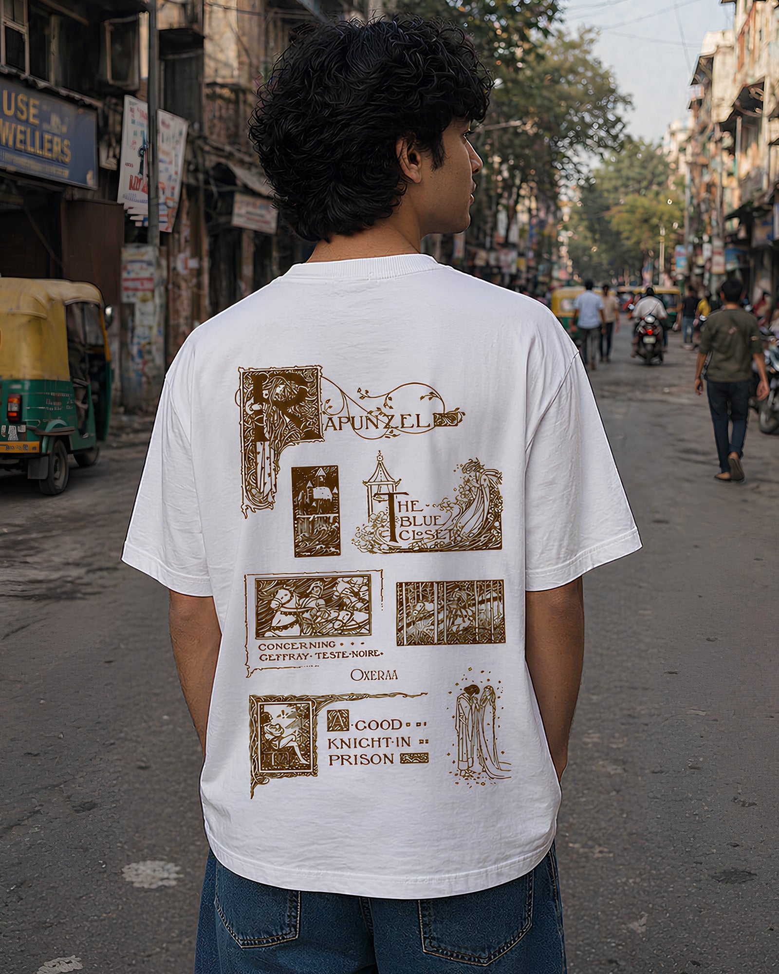 Olden Ink Aesthetic Print - Oversized T-Shirt for Men