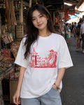 Olden Ink Aesthetic Print - Oversized T-Shirt for Women