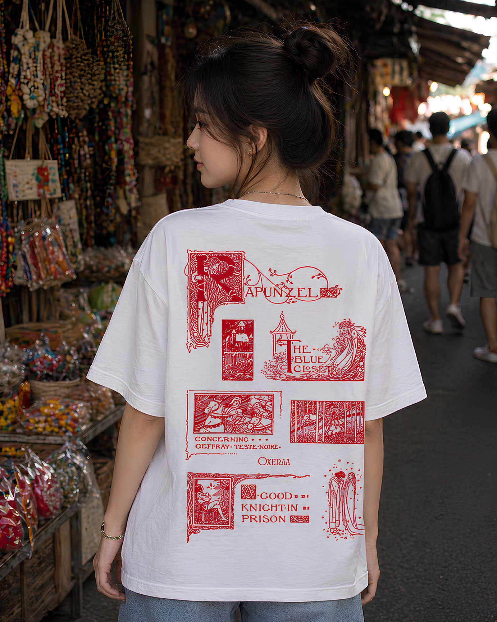 Olden Ink Aesthetic Print - Oversized T-Shirt for Women