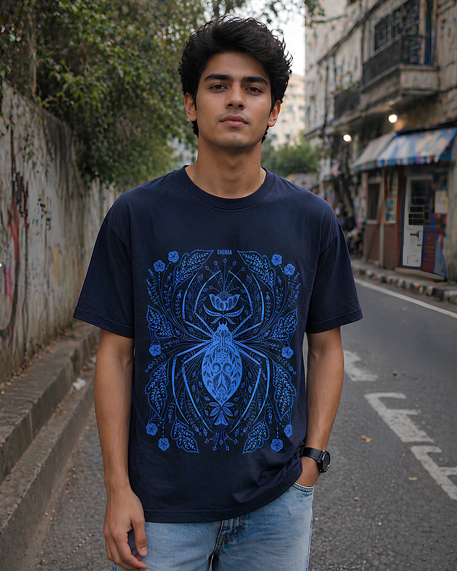 Ornate Weaver Aesthetic Print - Oversized T-Shirt for Men