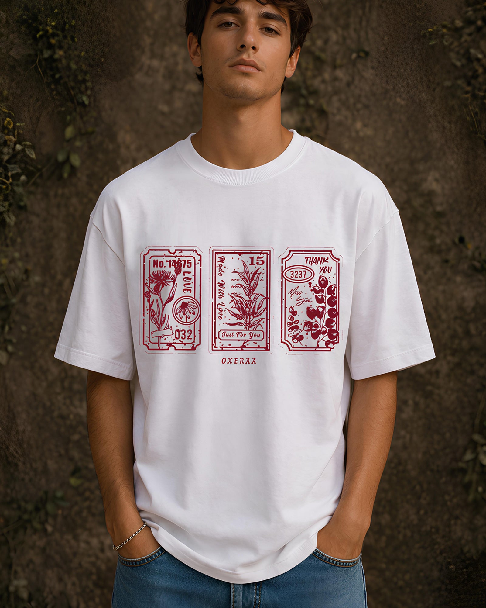 Postcard Memories Aesthetic Print - Oversized T-Shirt for Men