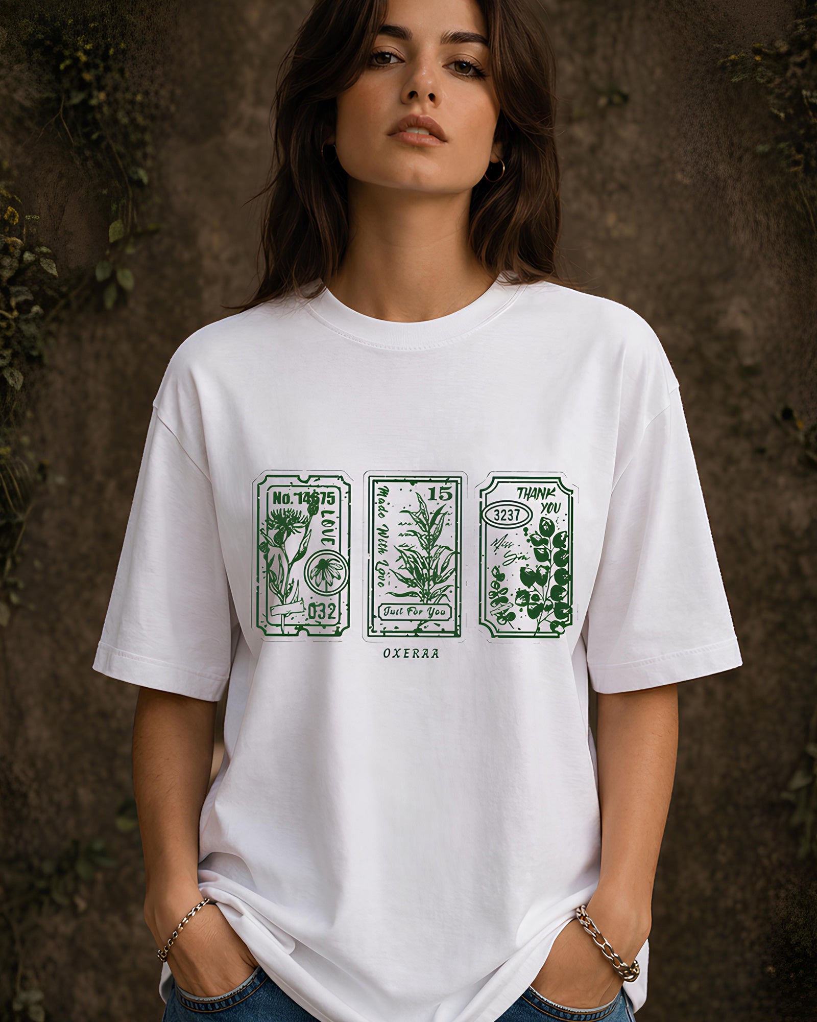 Postcard Memories Aesthetic Print - Oversized T-Shirt for Women