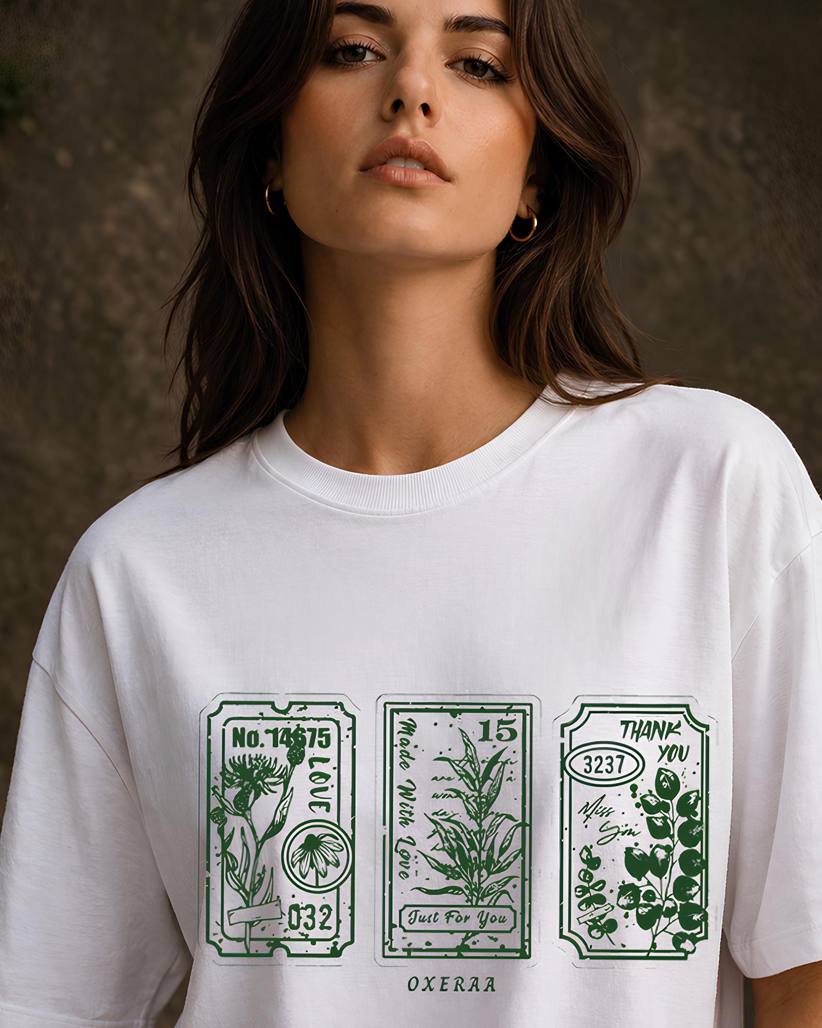 Postcard Memories Aesthetic Print - Oversized T-Shirt for Women