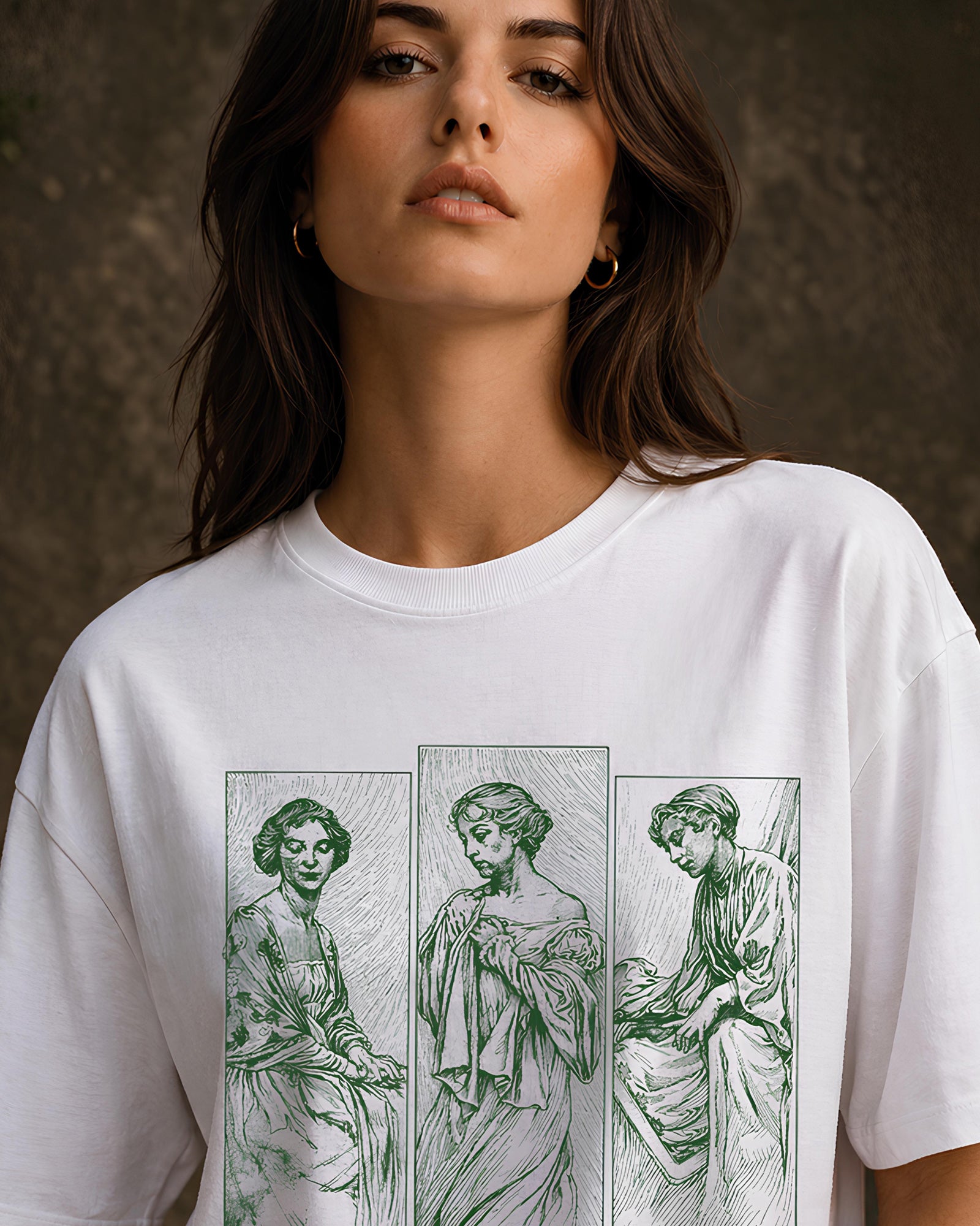 Quiet Muse Aesthetic Print - Oversized T-Shirt for Women