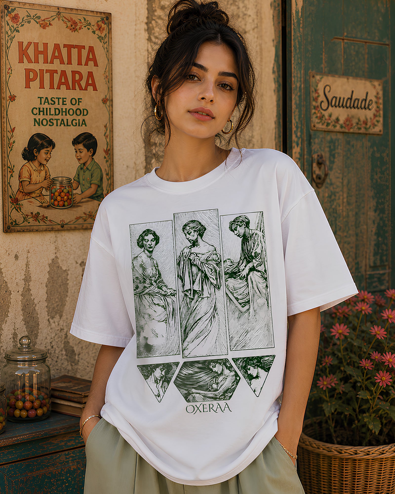 Quiet Muse Aesthetic Print - Oversized T-Shirt for Women