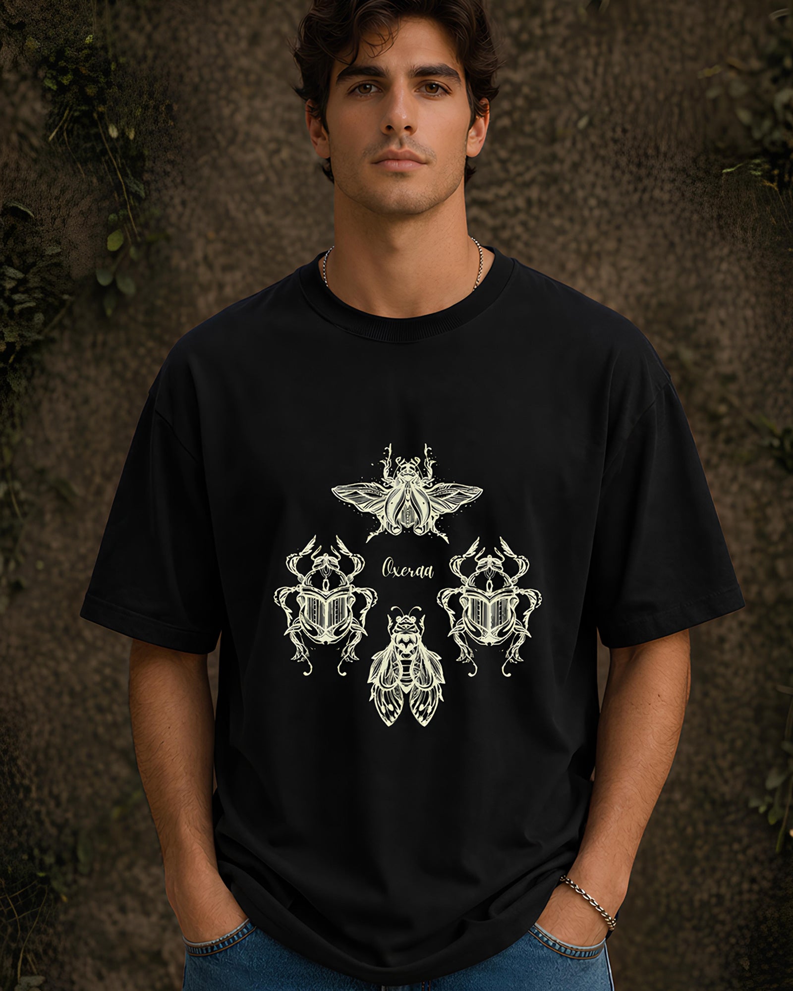 Regal Swarm Aesthetic Print - Oversized T-Shirt for Men
