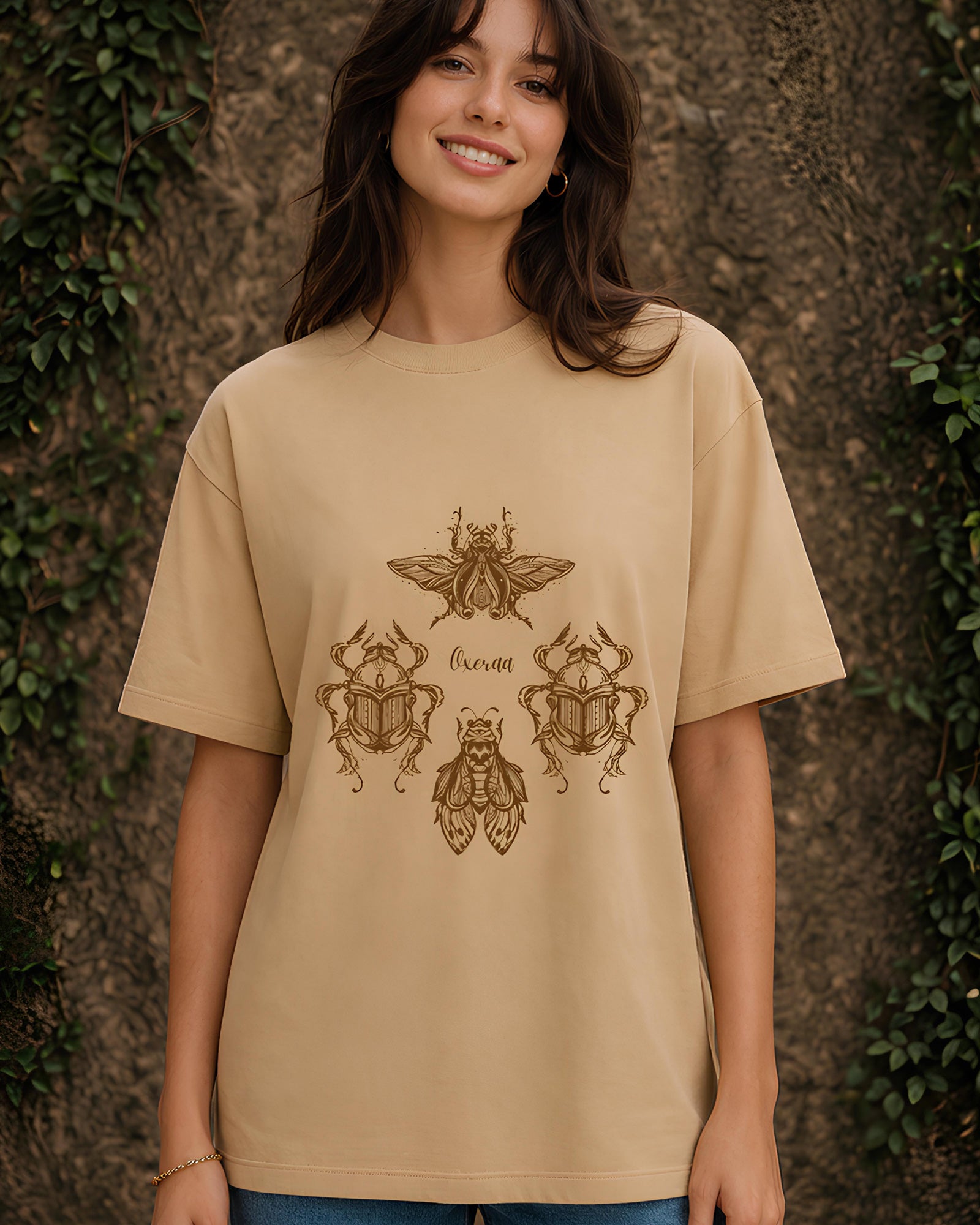 Regal Swarm Aesthetic Print - Oversized T-Shirt for Women