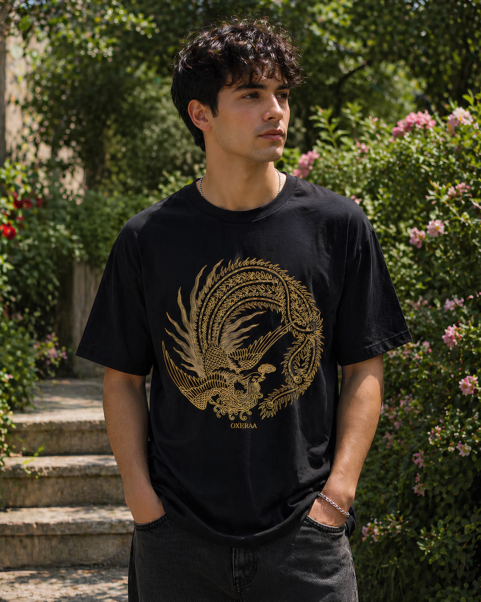Rise of the Firebird Aesthetic Print - Oversized T-Shirt for Men